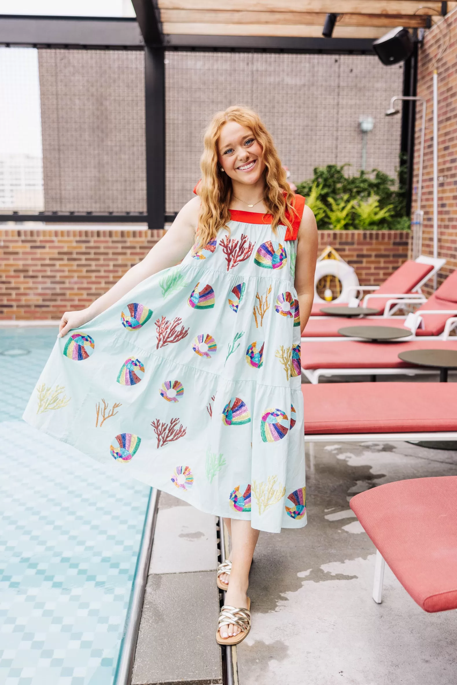 Queen of Sparkles Dresses<& Coral Tie Maxi Aqua