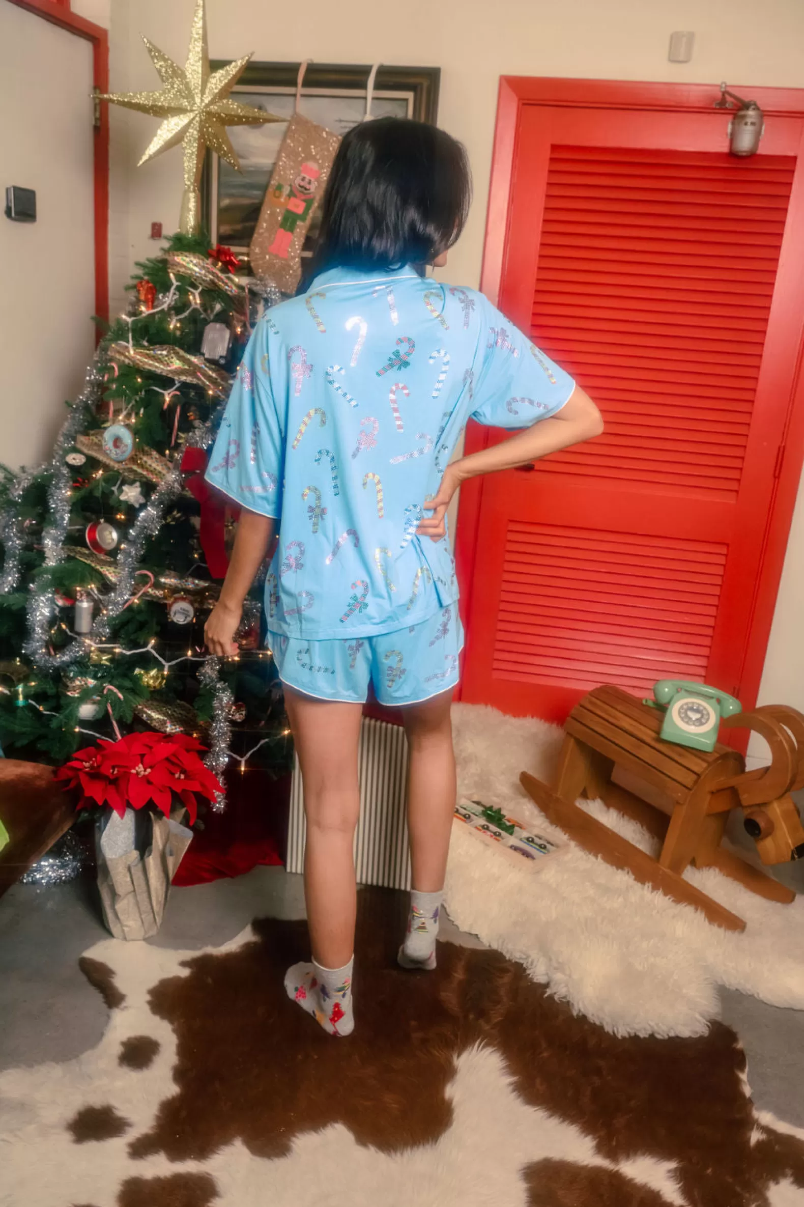 Queen of Sparkles Pajamas<Multi Candy Cane Pajama Top Aqua