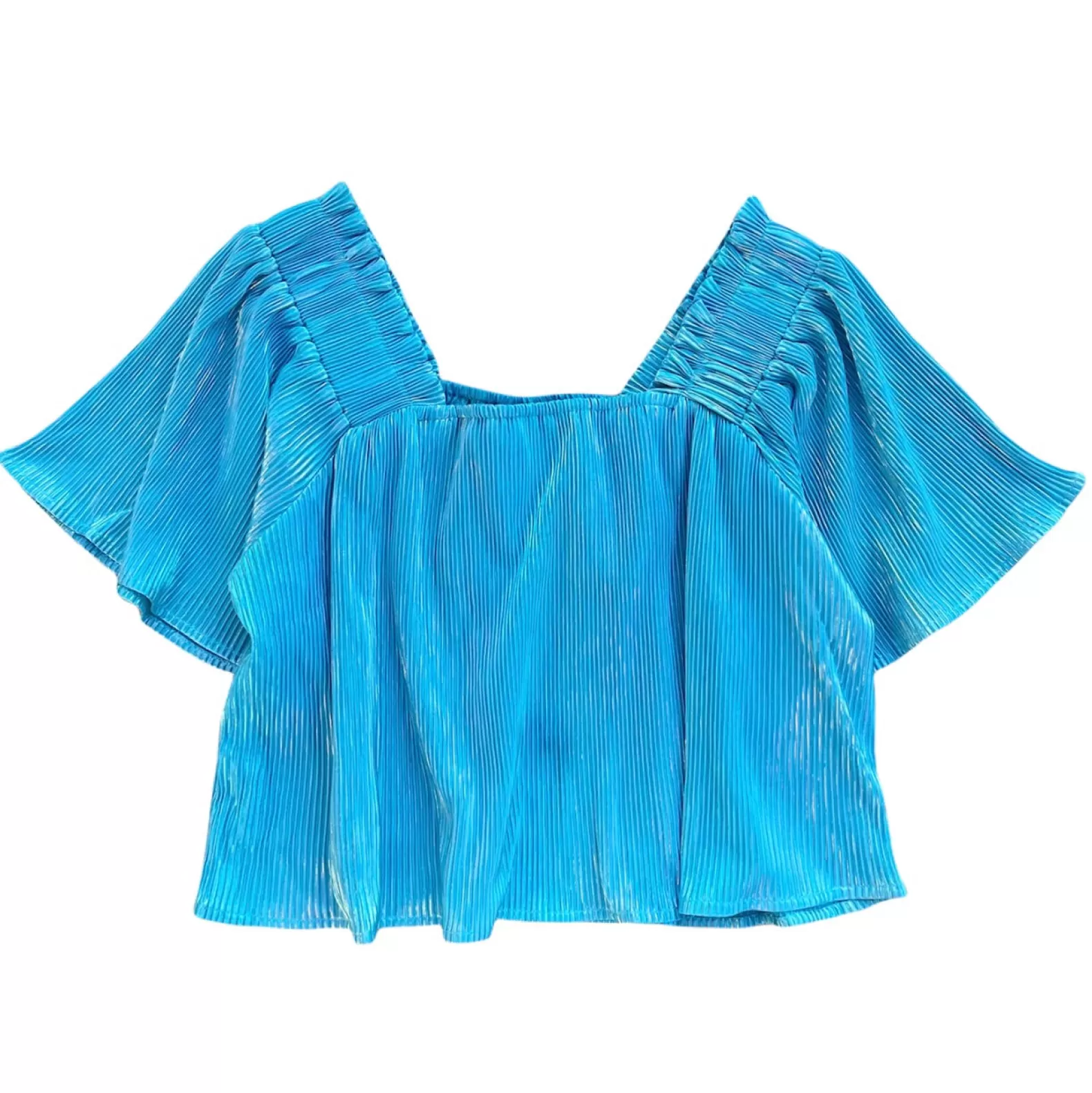 Queen of Sparkles Tops<Pleat Flutter Top Aqua