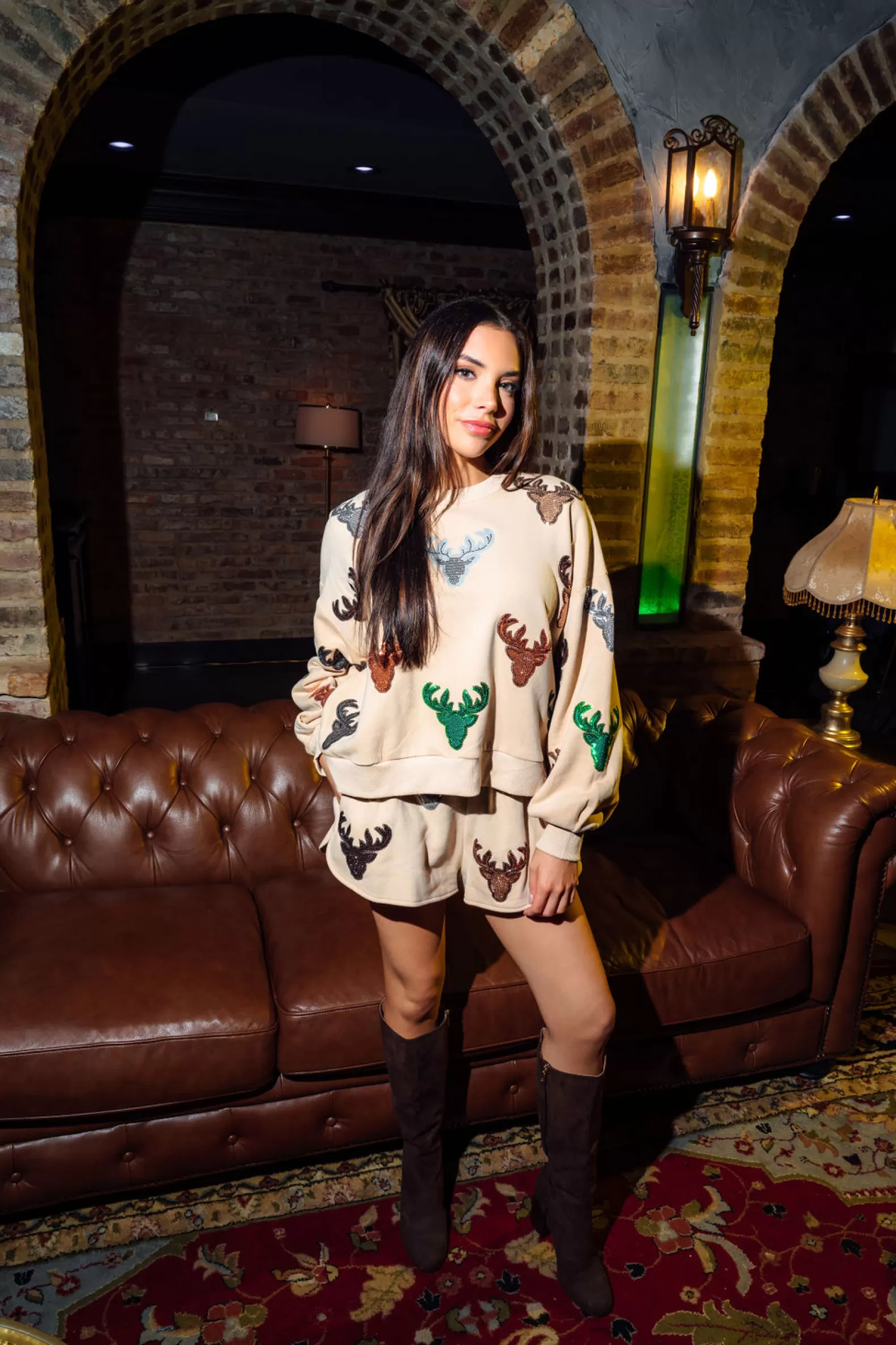 Queen of Sparkles Shorts | Sets<Deer Head Short Beige