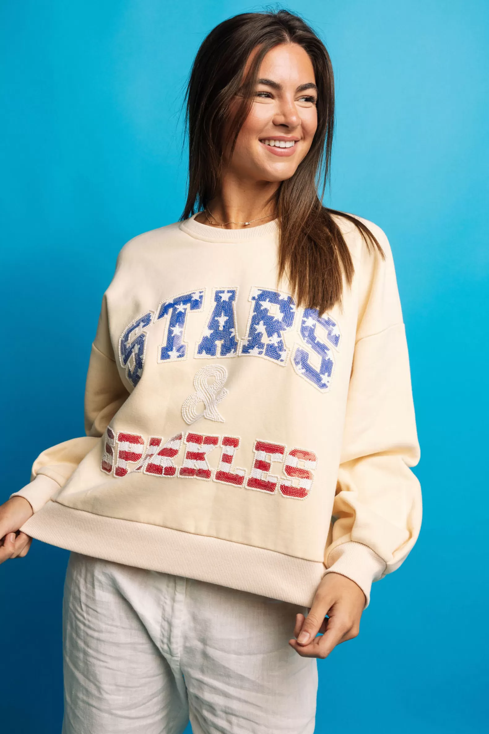 Queen of Sparkles Sweatshirts<'Stars & Sparkles' Sweatshirt Beige
