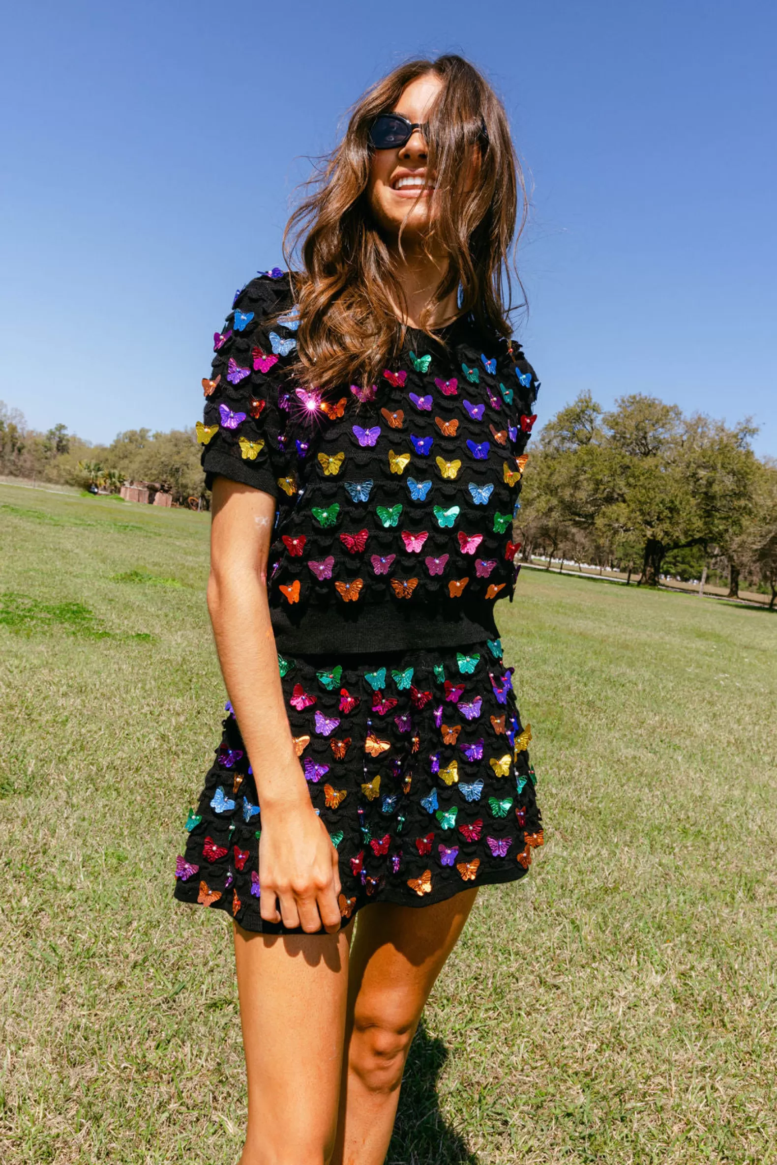 Queen of Sparkles Skirts | Our Favorites<& Rainbow Butterfly Pailette Skirt Black