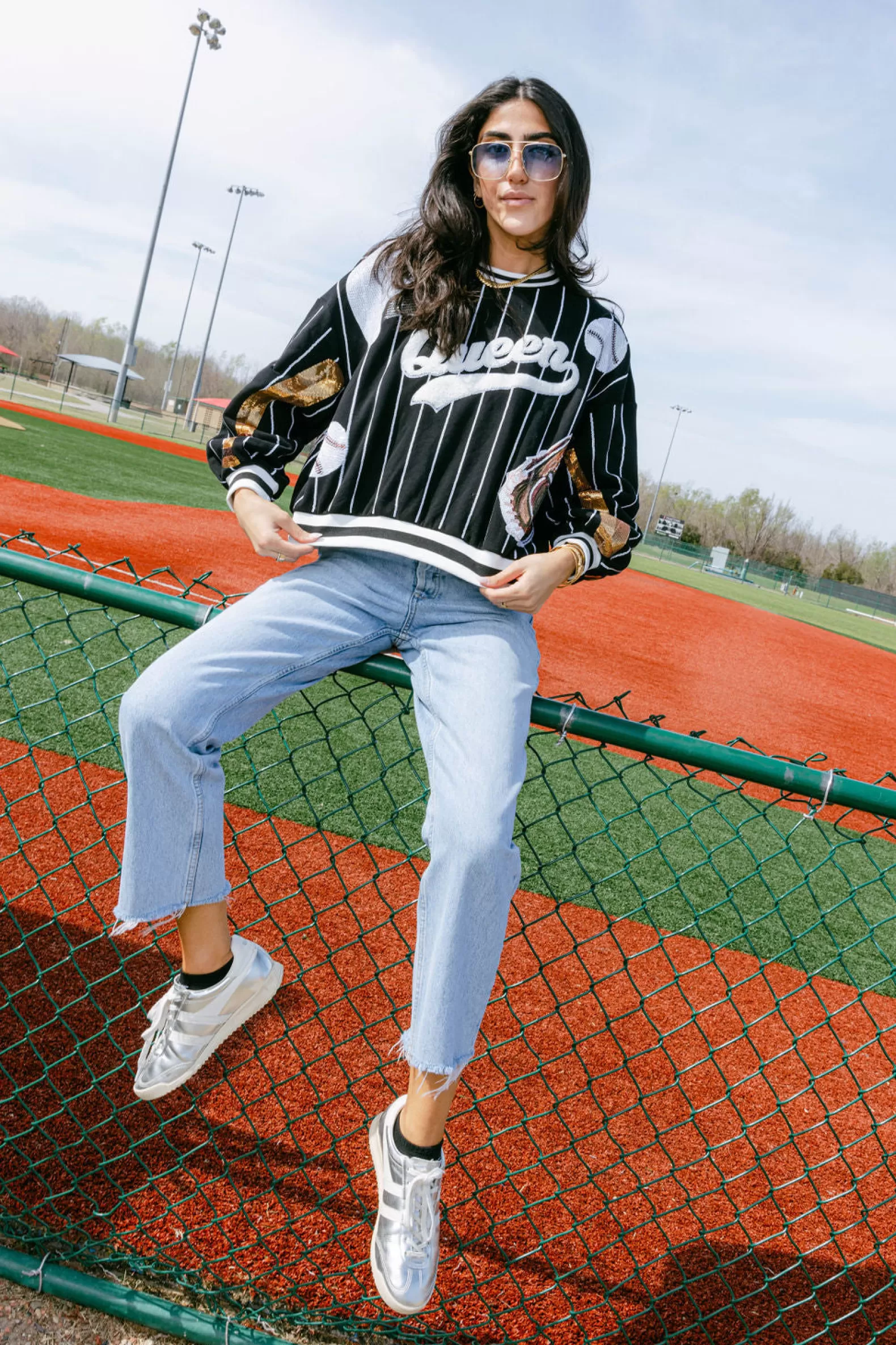 Queen of Sparkles Sweatshirts<Batter Up Queen Sweatshirt Black