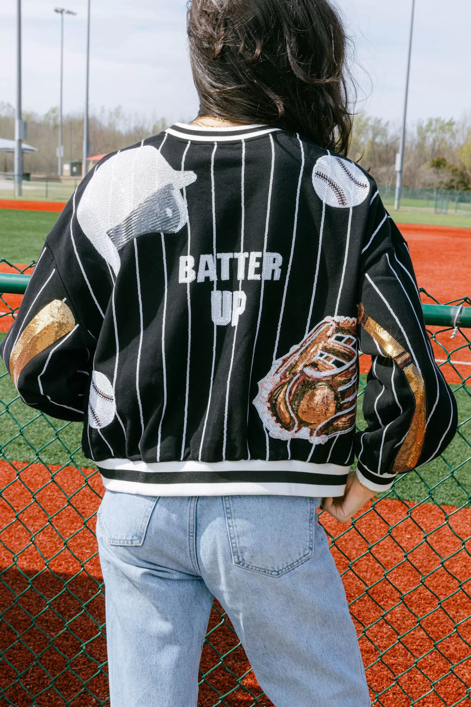 Queen of Sparkles Sweatshirts<Batter Up Queen Sweatshirt Black