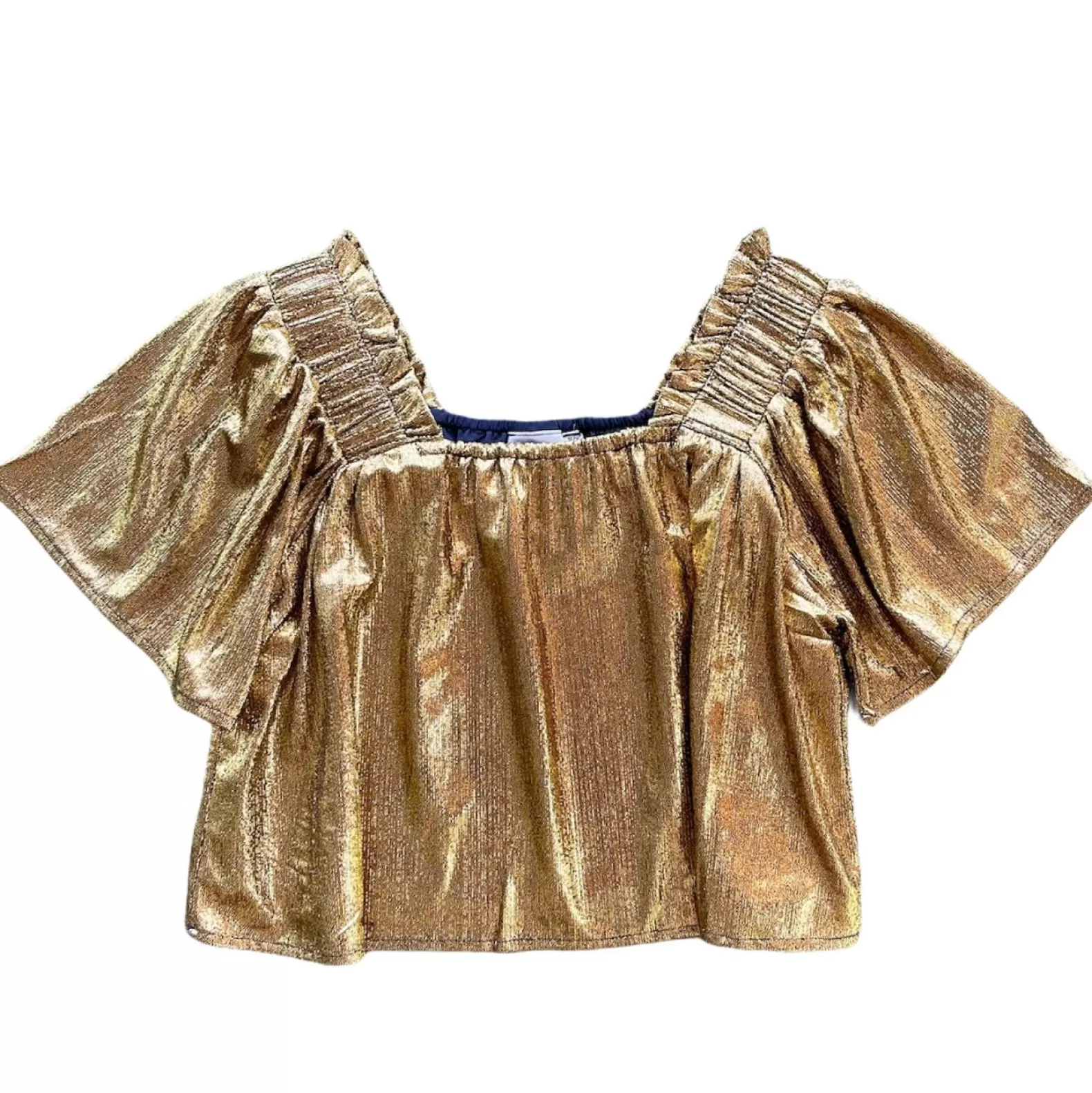 Queen of Sparkles Tops<Black Gold Flutter Top Black/Gold