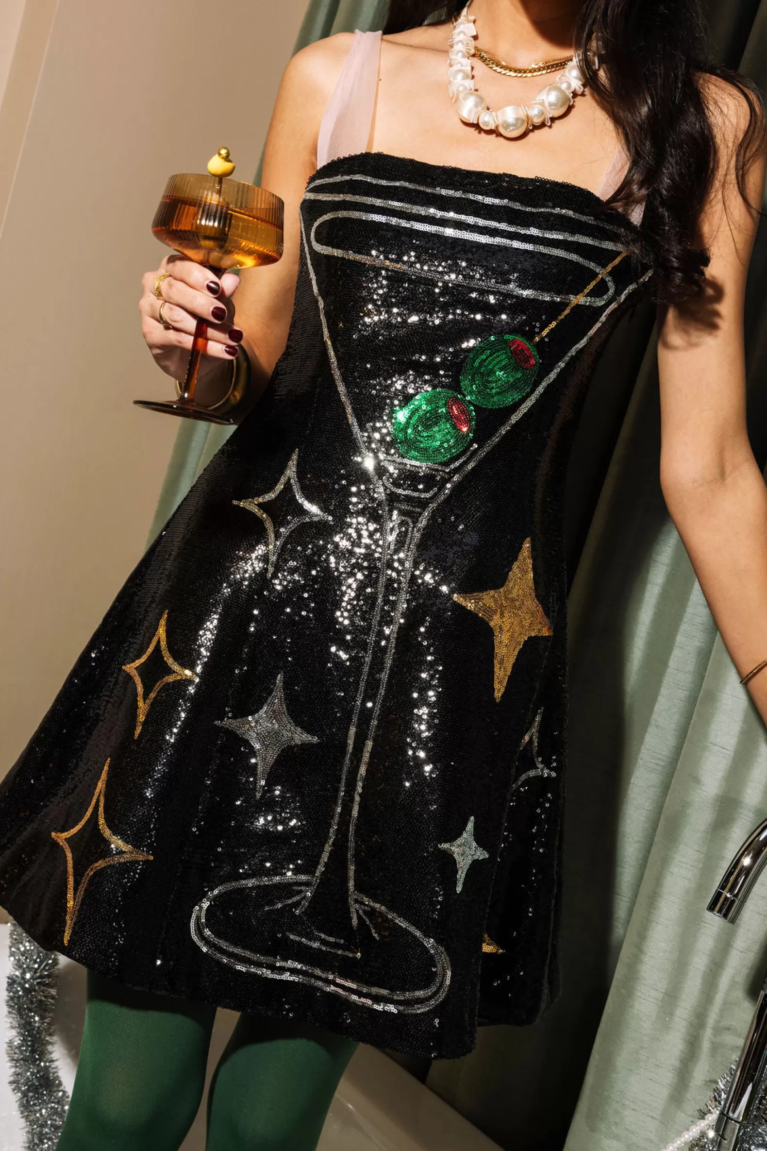 Queen of Sparkles Dresses<Martini Cocktail Dress Black