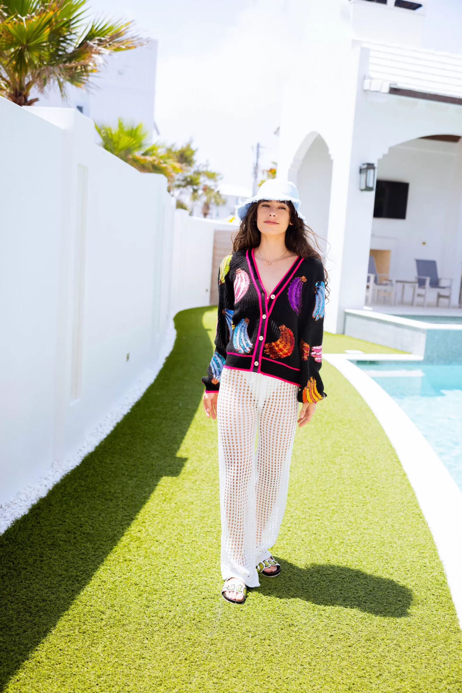 Queen of Sparkles Sweaters<Multi Banana Cardigan Black
