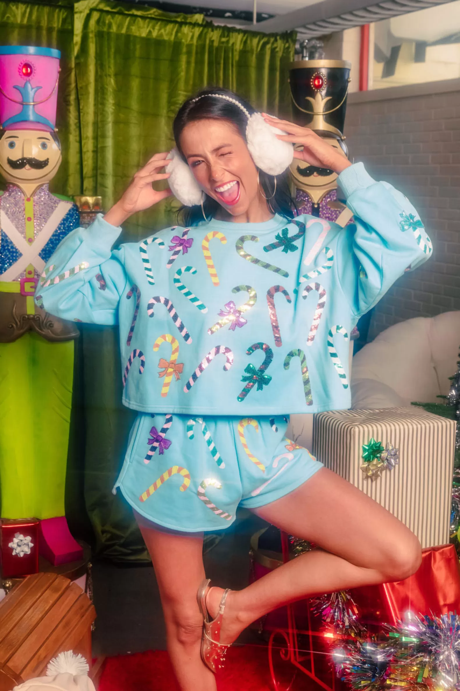Queen of Sparkles Sets | Sweatshirts<Rainbow Candy Canes Sweatshirt Bright Blue