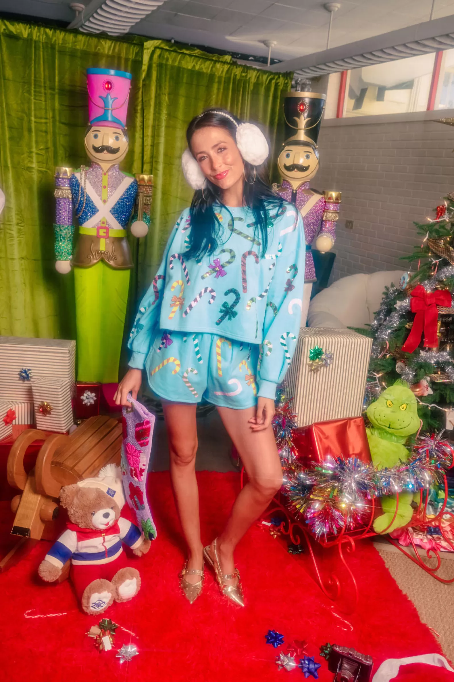 Queen of Sparkles Sets | Sweatshirts<Rainbow Candy Canes Sweatshirt Bright Blue