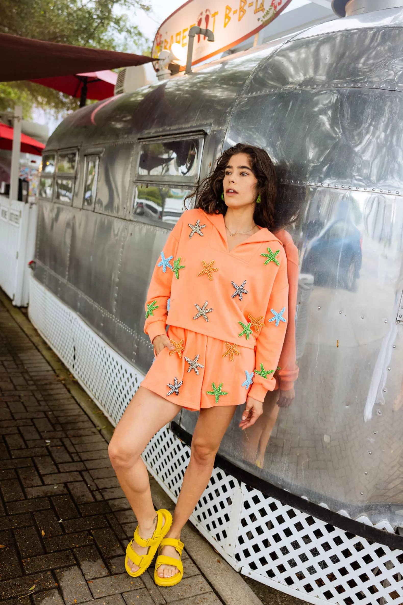 Queen of Sparkles Sweatshirts | Our Favorites<Beaded Starfish Collar Sweatshirt Coral