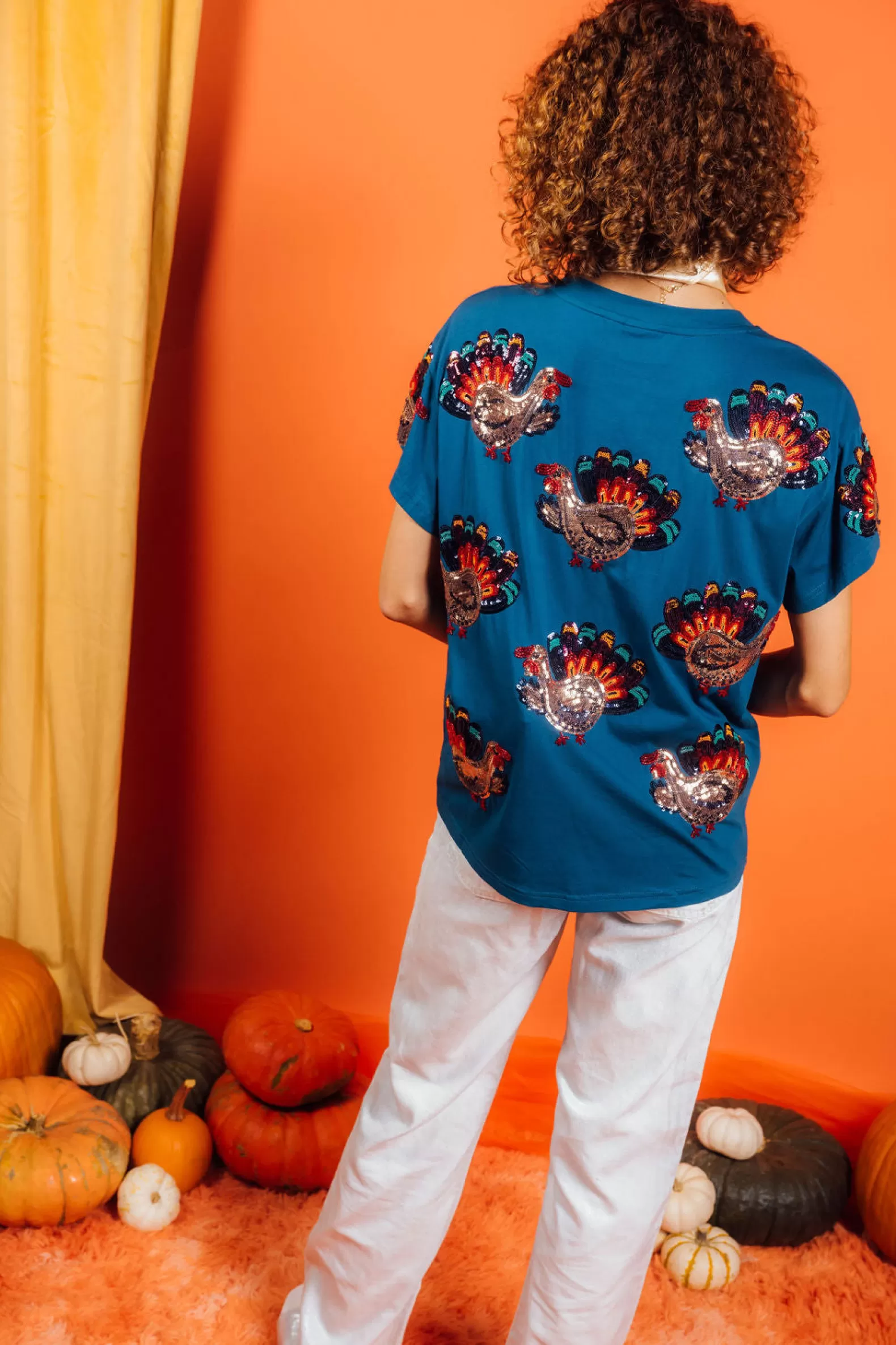 Queen of Sparkles Tees<Beaded Turkey All Over Tee Dark Blue