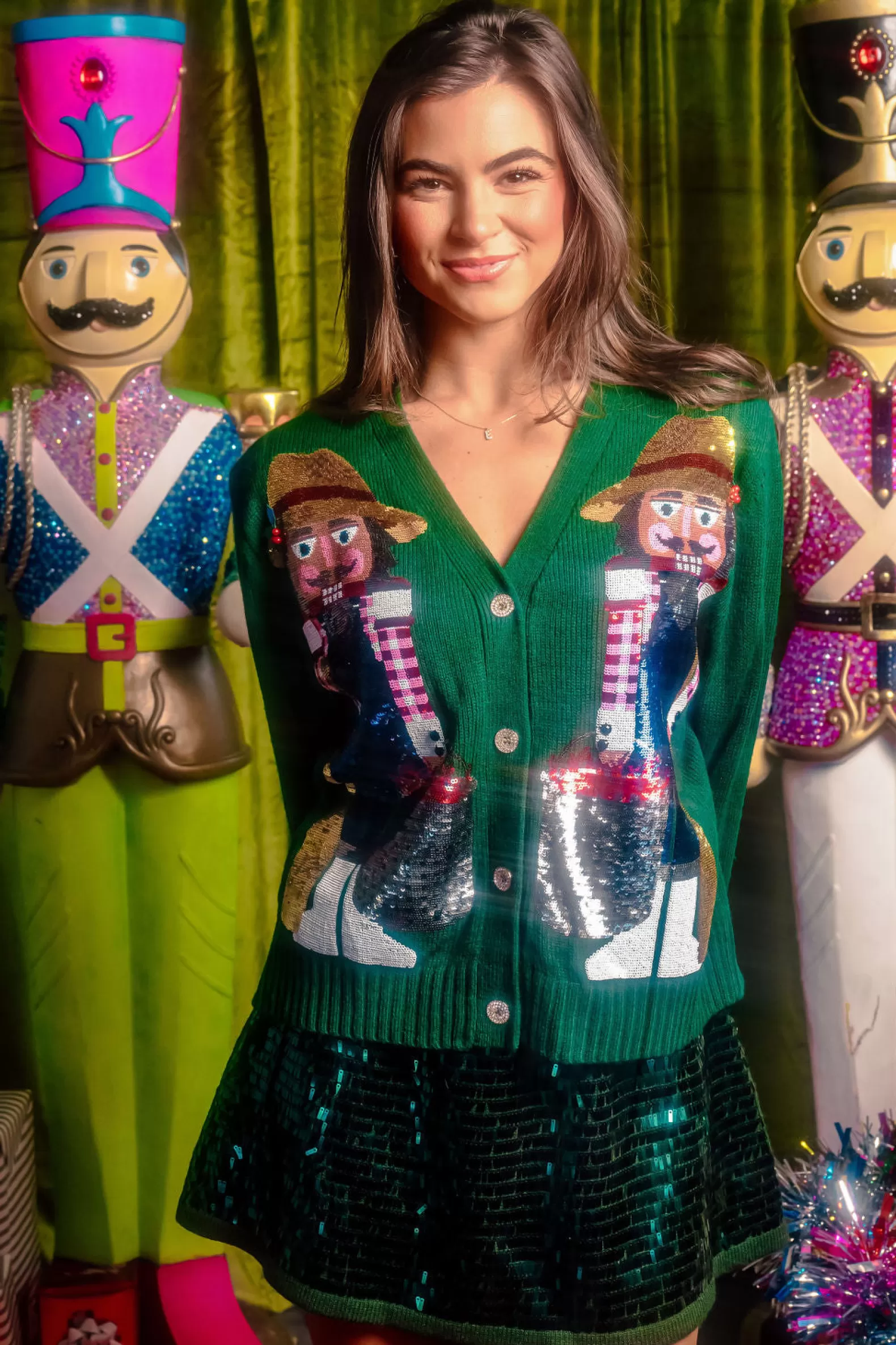 Queen of Sparkles Sweaters<Cajun Nutcracker Sweater Dark Green