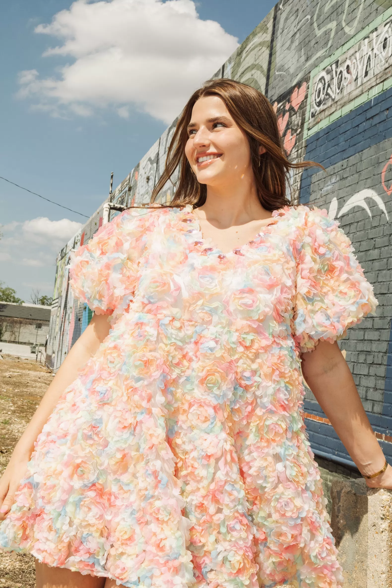 Queen of Sparkles Dresses<Flower Fabric Dress