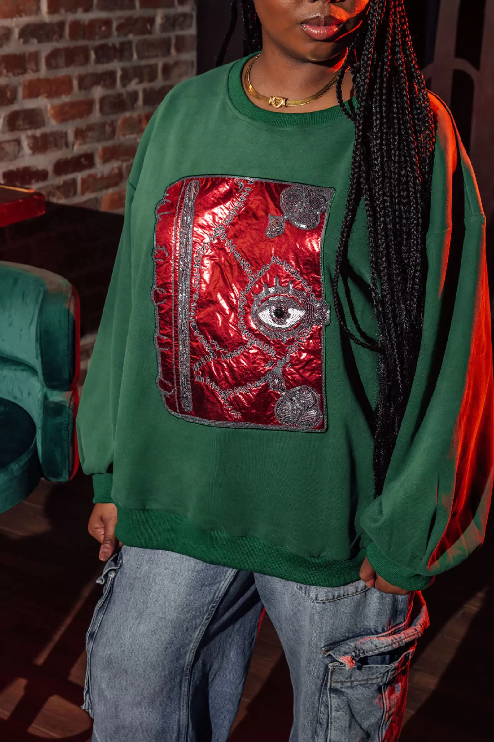 Queen of Sparkles Sweatshirts<'Boooooook' Sweatshirt Green