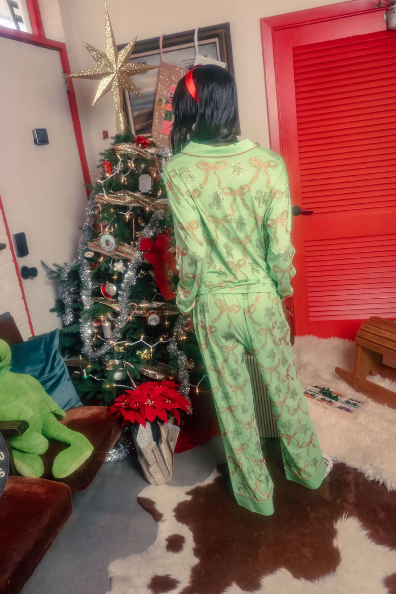 Queen of Sparkles Pajamas<Gingerbread Men & Bows Pajama Pant Green