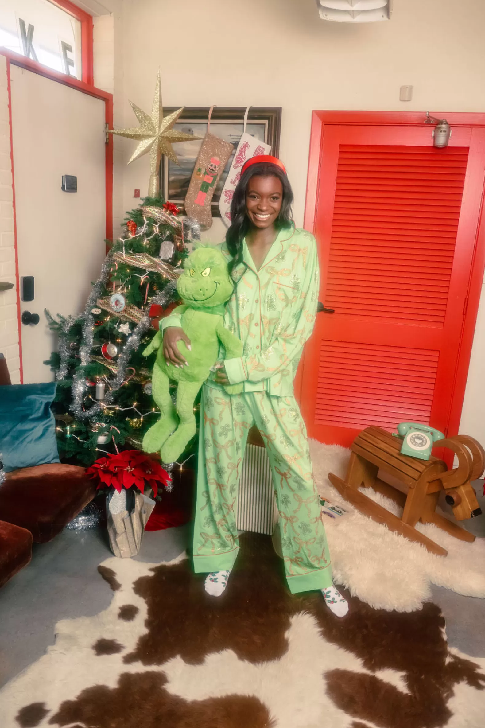 Queen of Sparkles Pajamas<Gingerbread Men & Bows Pajama Top Green