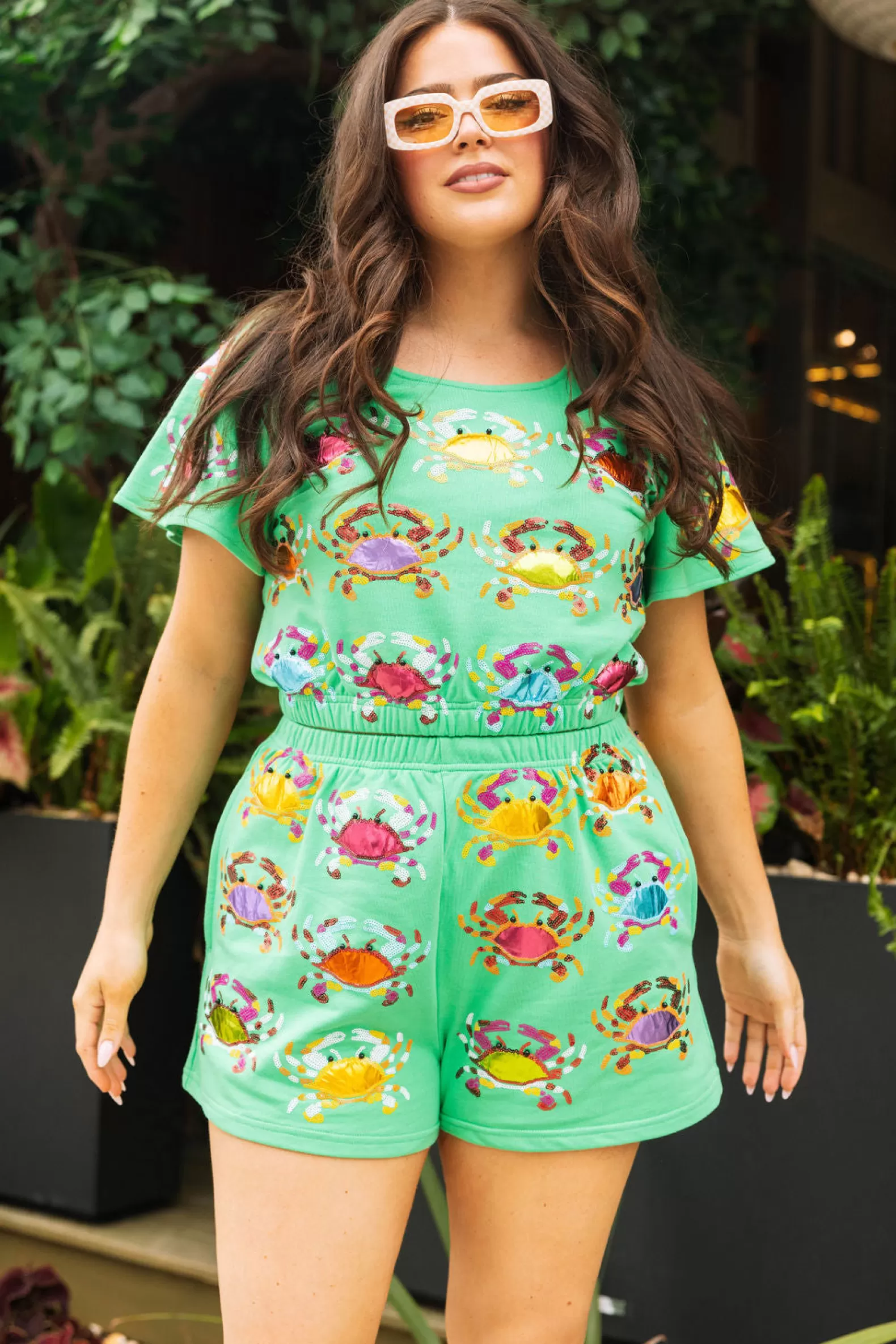 Queen of Sparkles Tops | Sets<Multi Crab Top Green