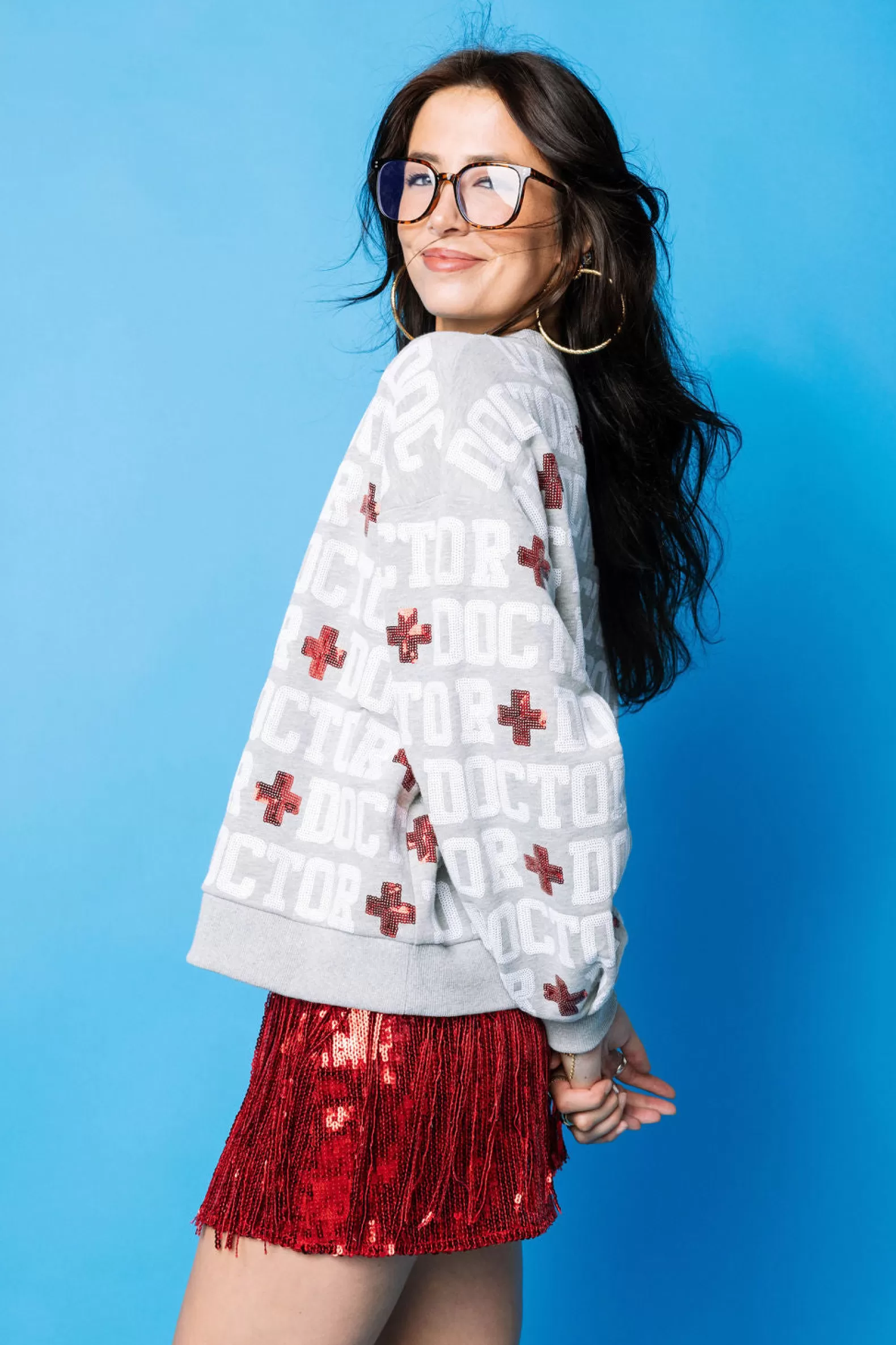Queen of Sparkles Sweatshirts<'Doctor' All Over Sweatshirt Grey