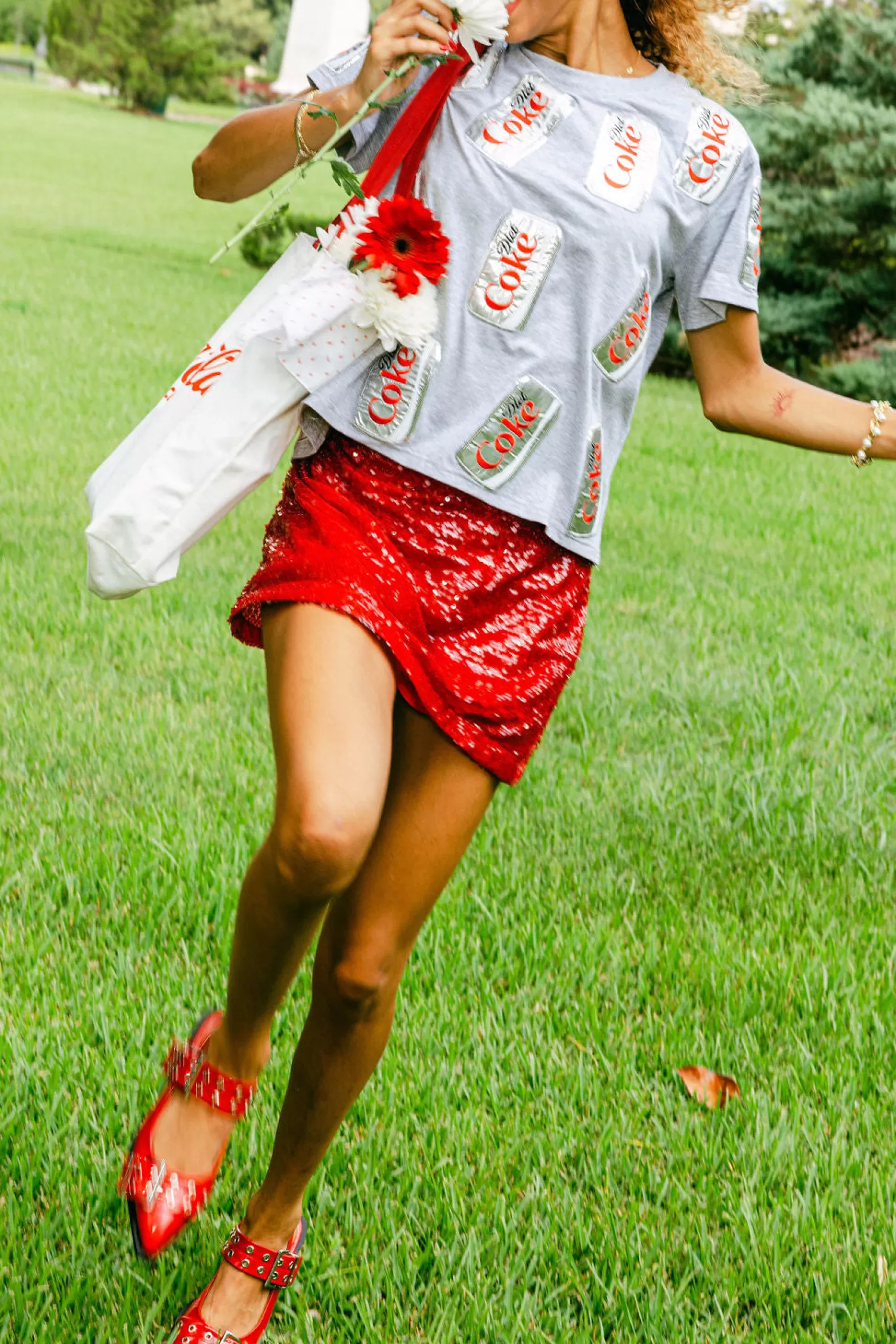 Queen of Sparkles Tees<Scattered Diet Coke® Can Tee Grey
