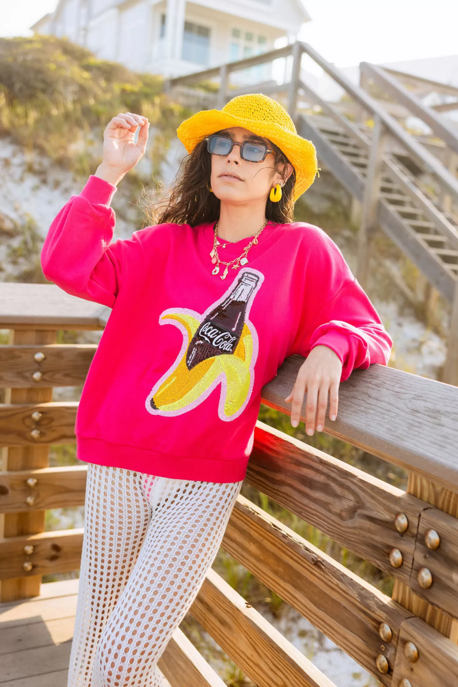 Queen of Sparkles Sweatshirts<Hot Banana Coca-Cola® Bottle Sweatshirt Pink