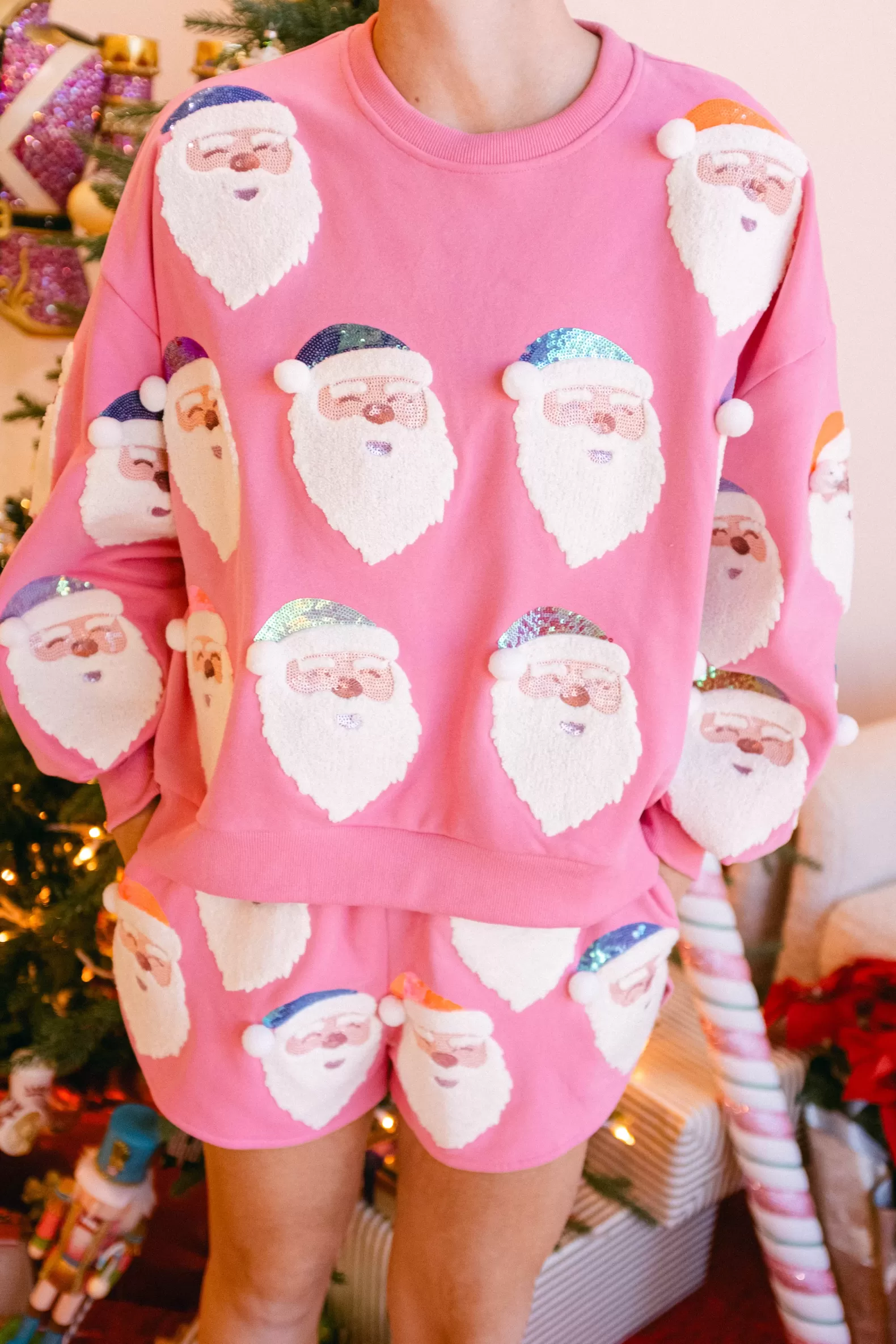 Queen of Sparkles Shorts | Sets<Hot Pink Fair Skin Santa Short