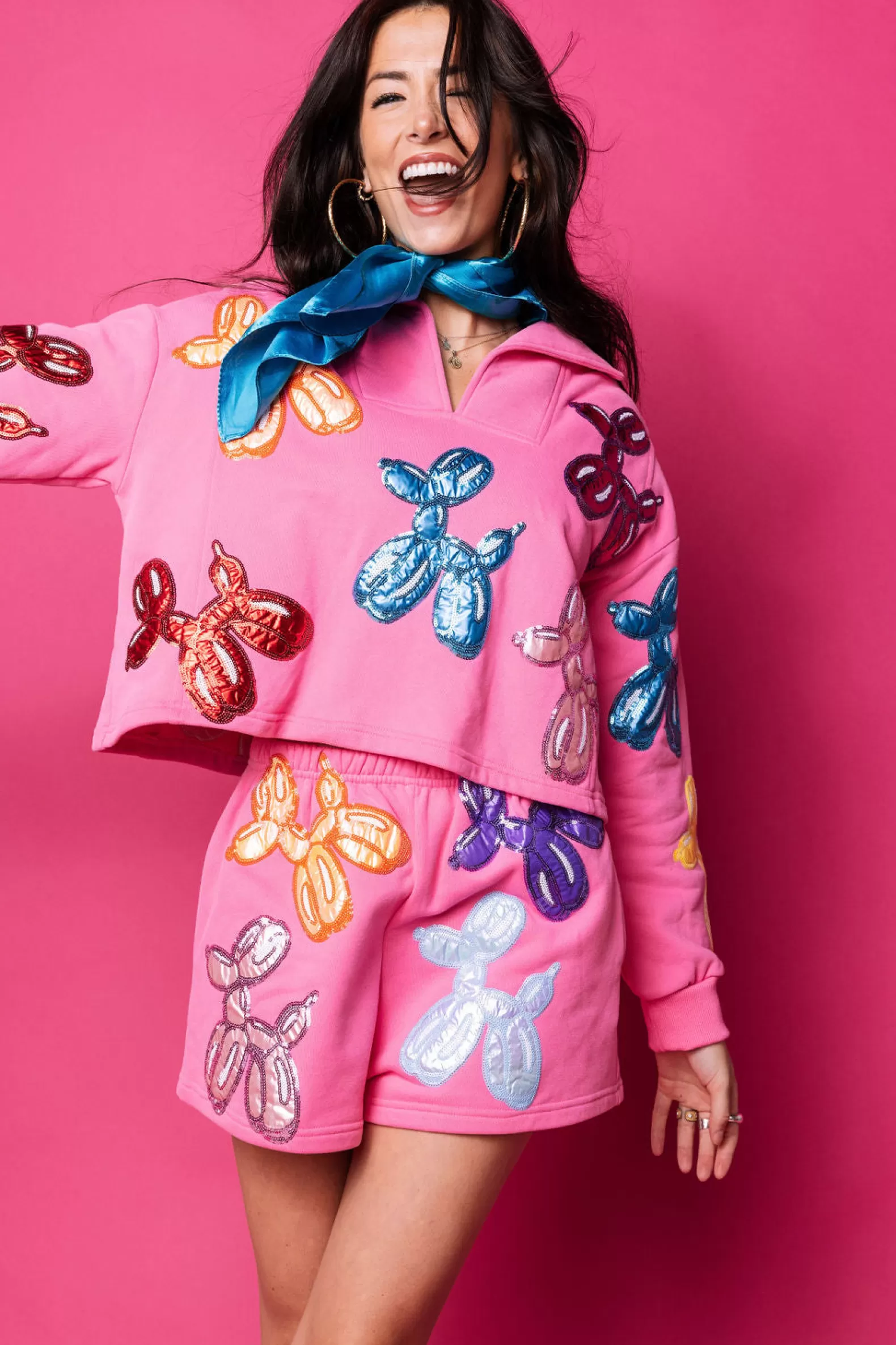 Queen of Sparkles Sets | Sweatshirts<Multi Balloon Dog Sweatshirt Hot Pink