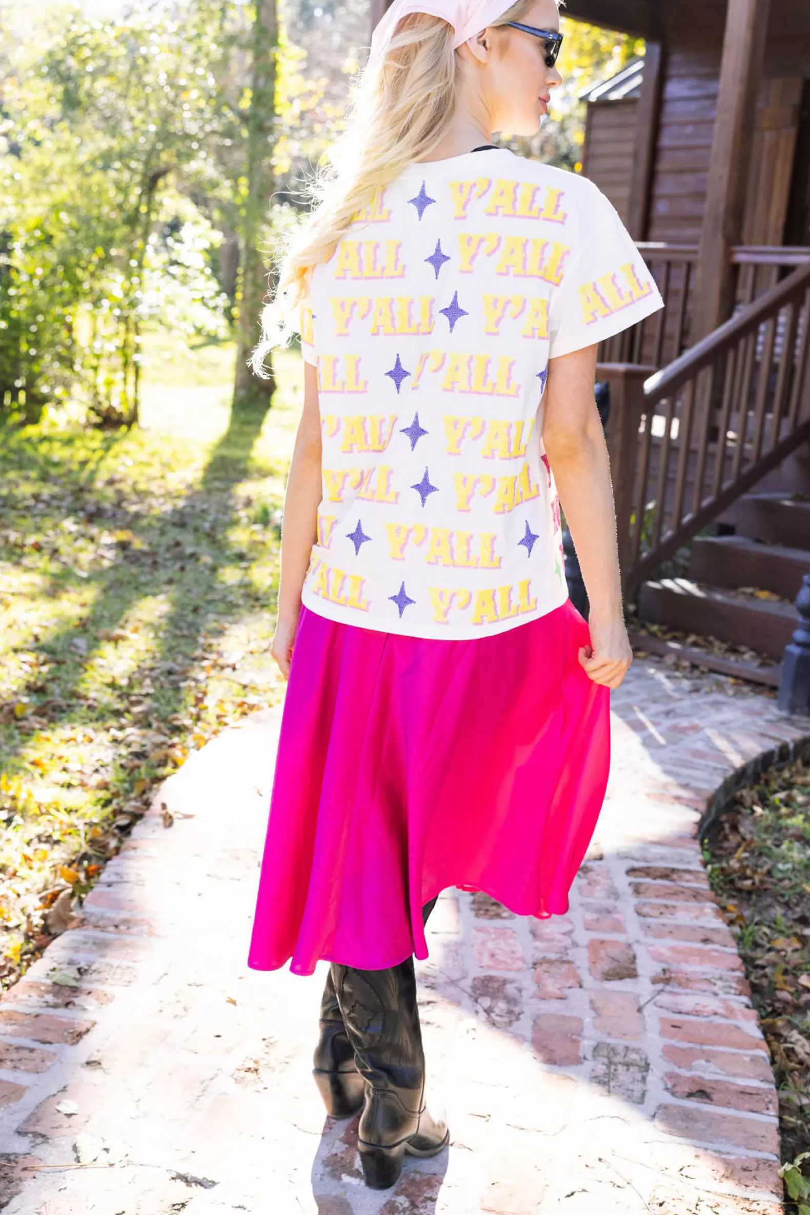 Queen of Sparkles Tees<Howdy Y'all Colorblock Tee White