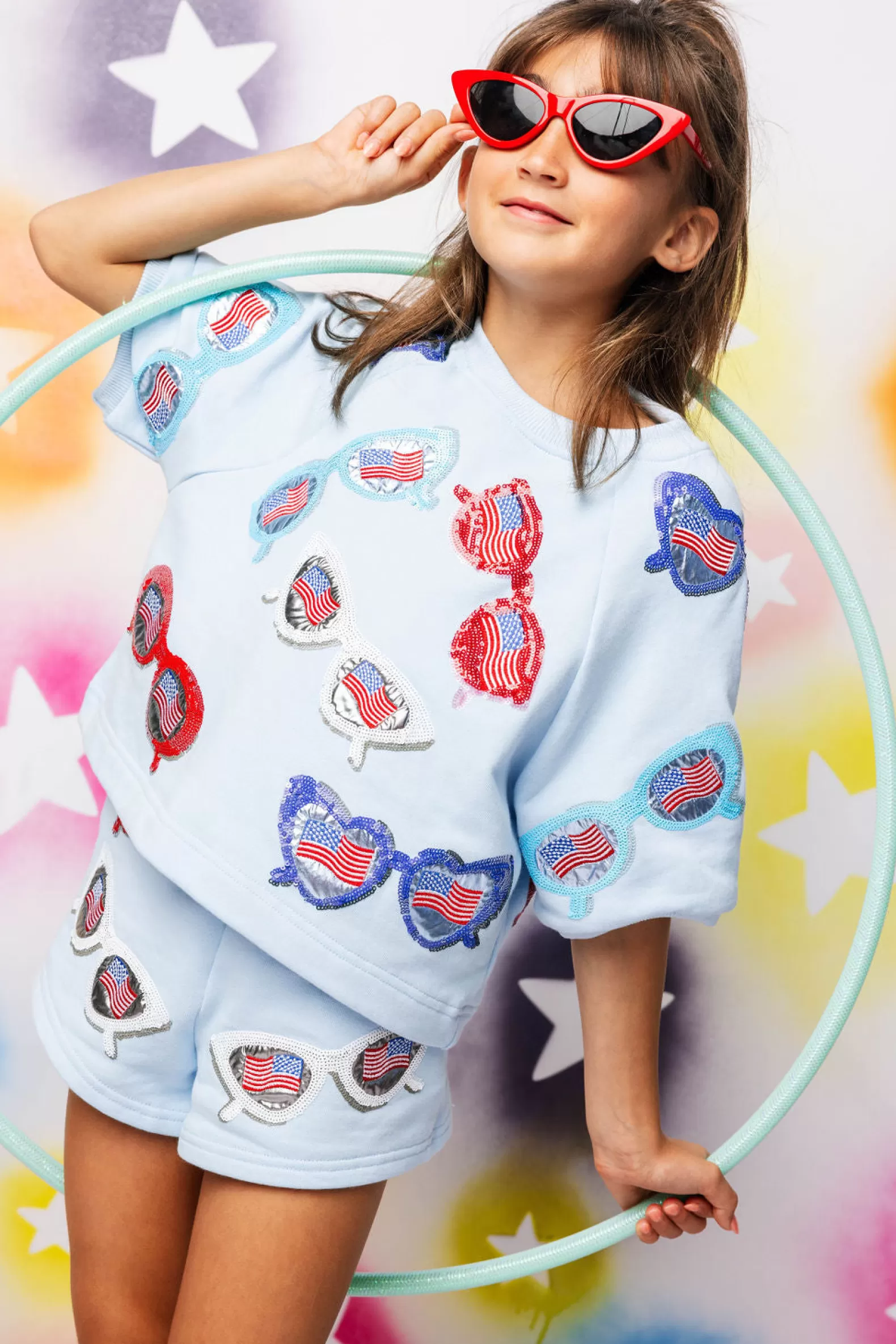 Queen of Sparkles Kids<Kids USA Sunglass Top Light Blue