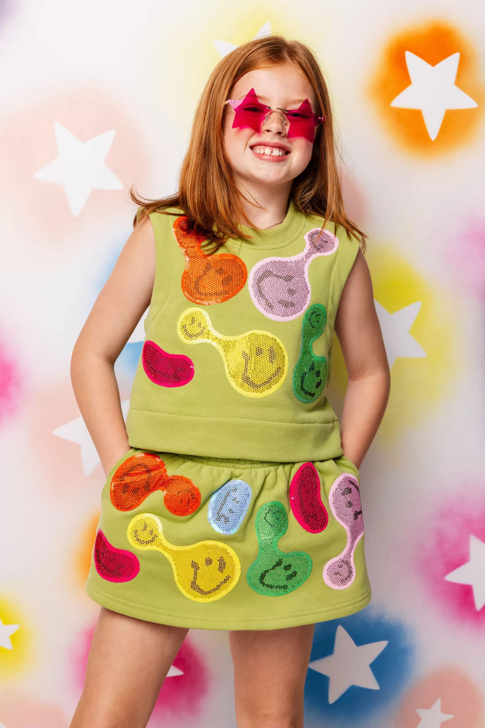 Queen of Sparkles Kids<Kids Groovy Smiley Skort Light Green