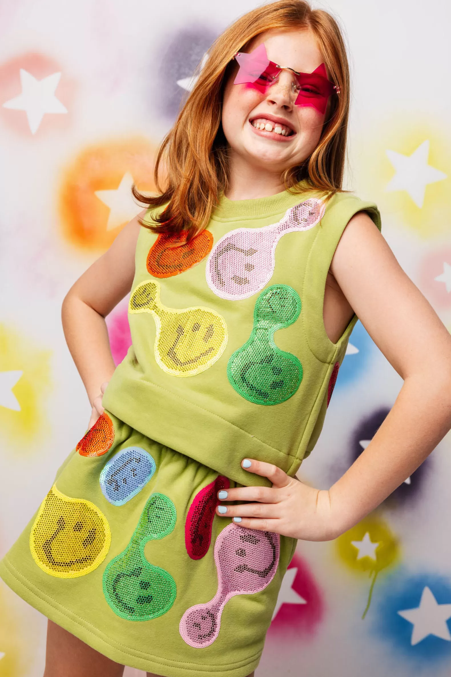 Queen of Sparkles Kids<Kids Groovy Smiley Skort Light Green