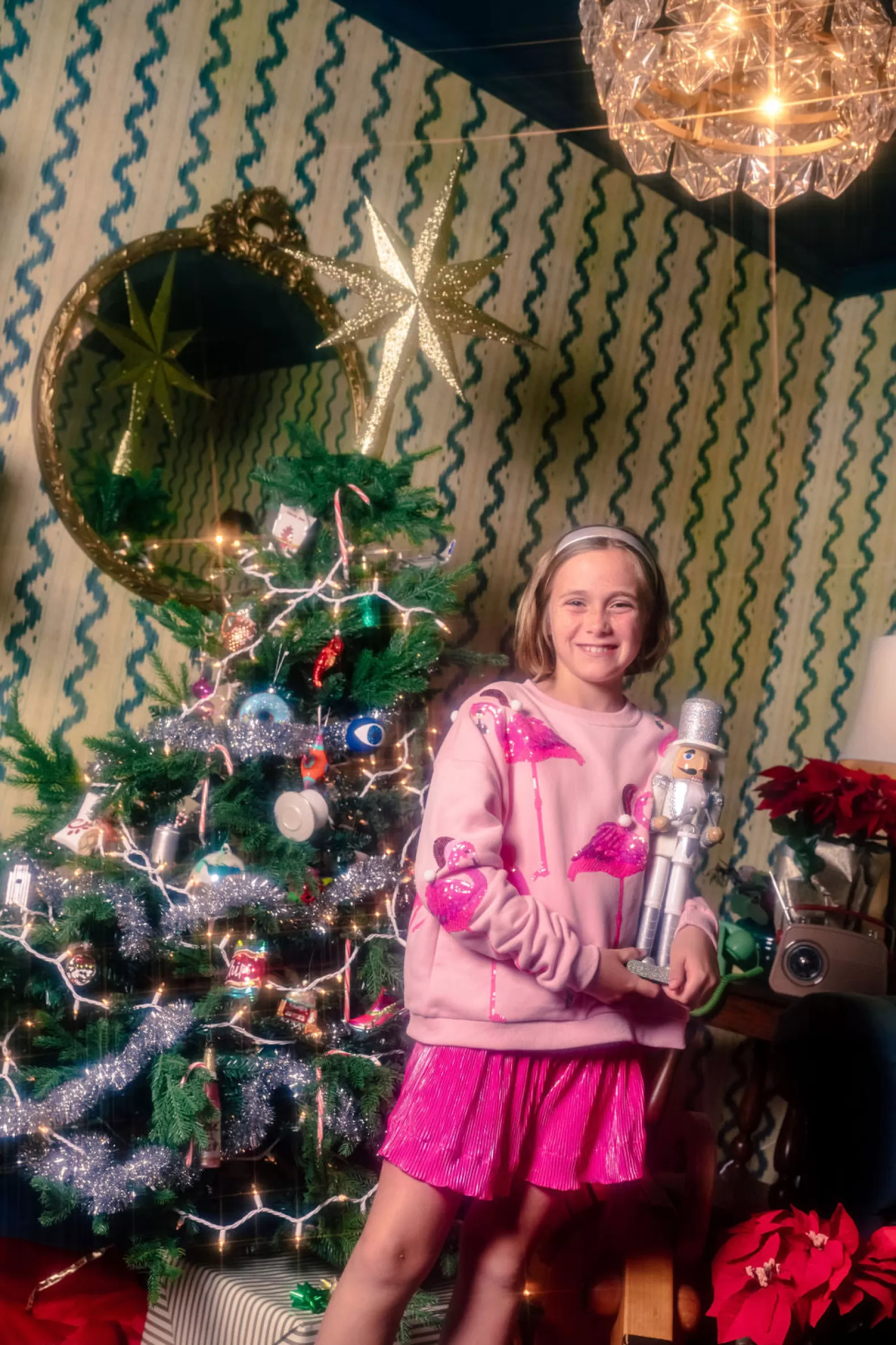 Queen of Sparkles Kids<Kids Flamingo In Santa Hats Sweatshirt Light Pink