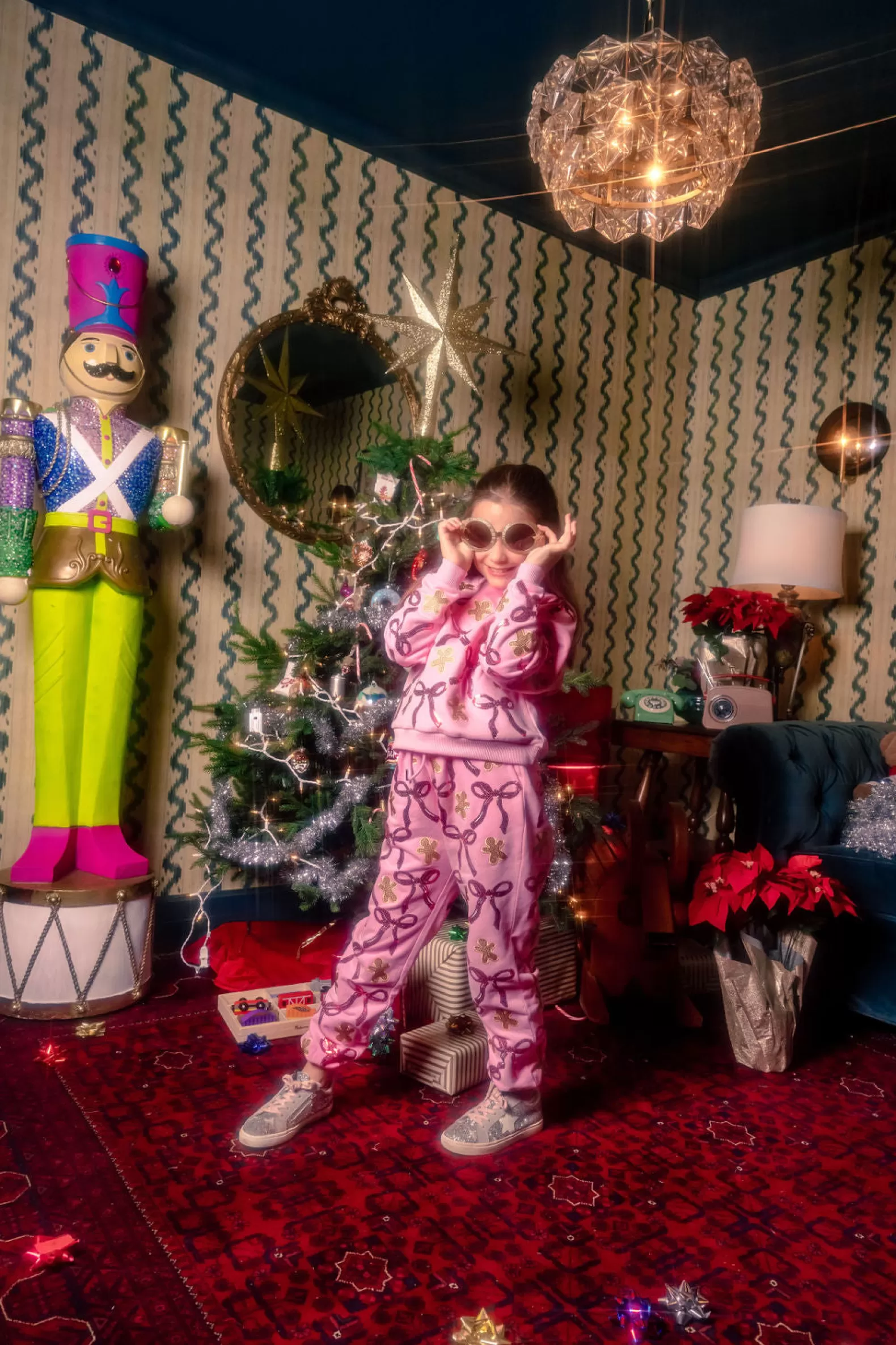Queen of Sparkles Kids<Kids Gingerbread Men & Bows Jogger Light Pink