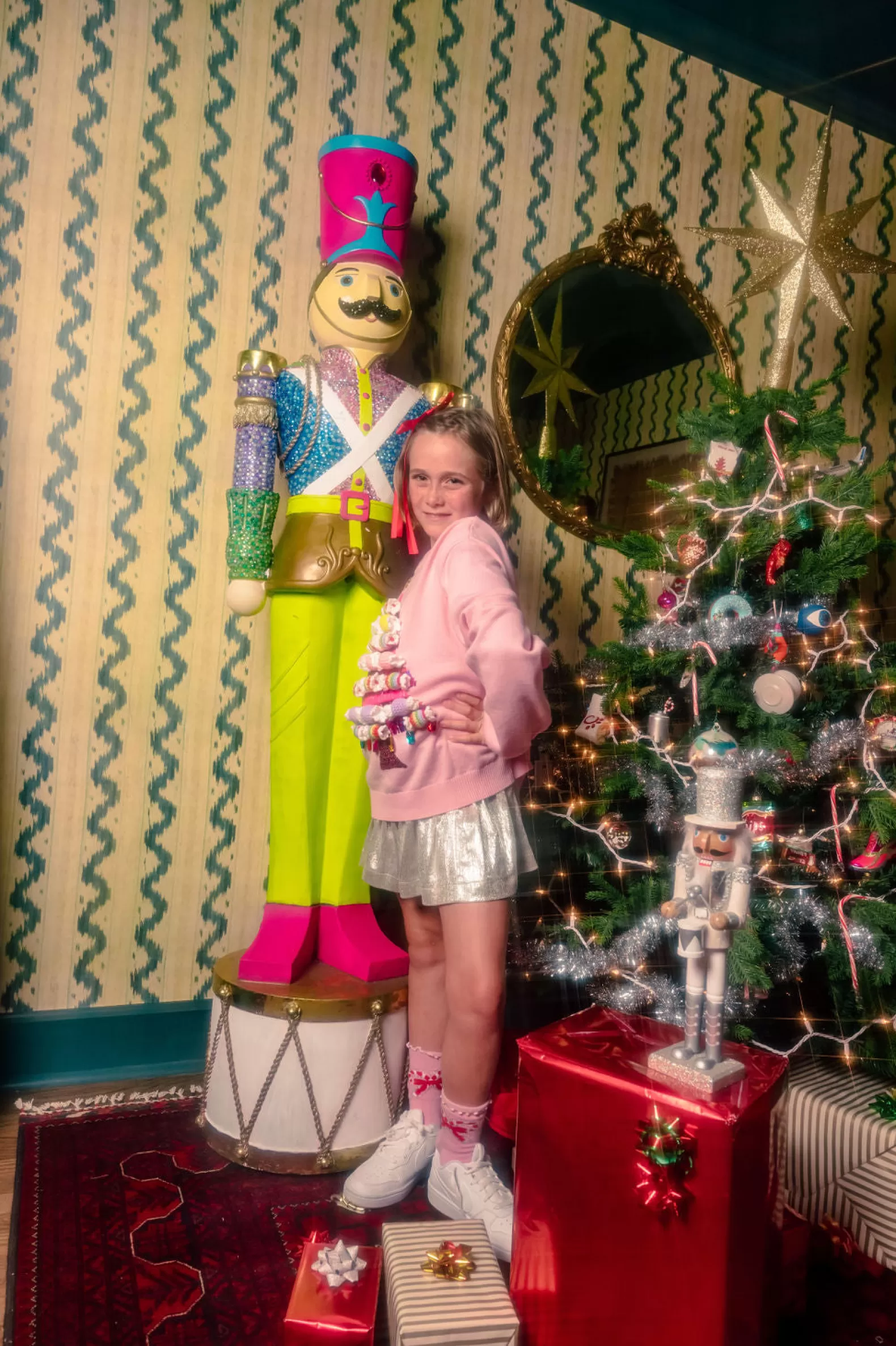 Queen of Sparkles Kids<Kids Knit Bon Bons Christmas Tree Sweater Light Pink