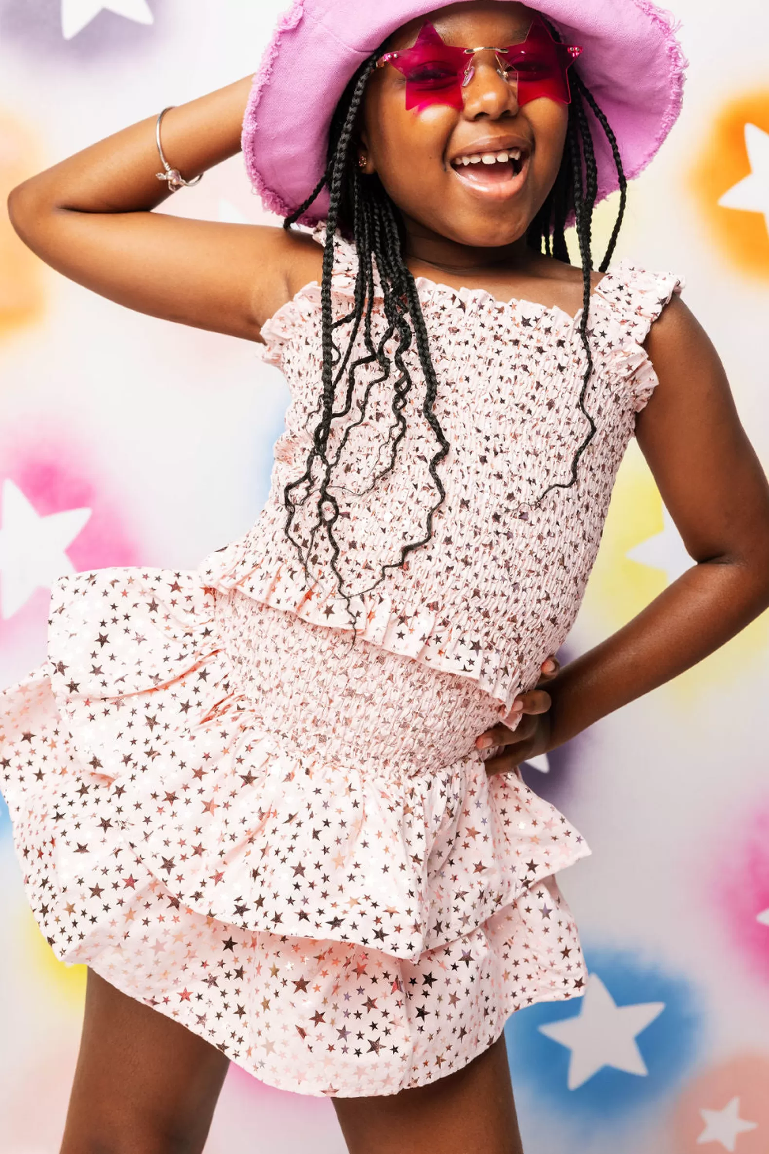 Queen of Sparkles Kids<Kids Star Smocked Skort Light Pink