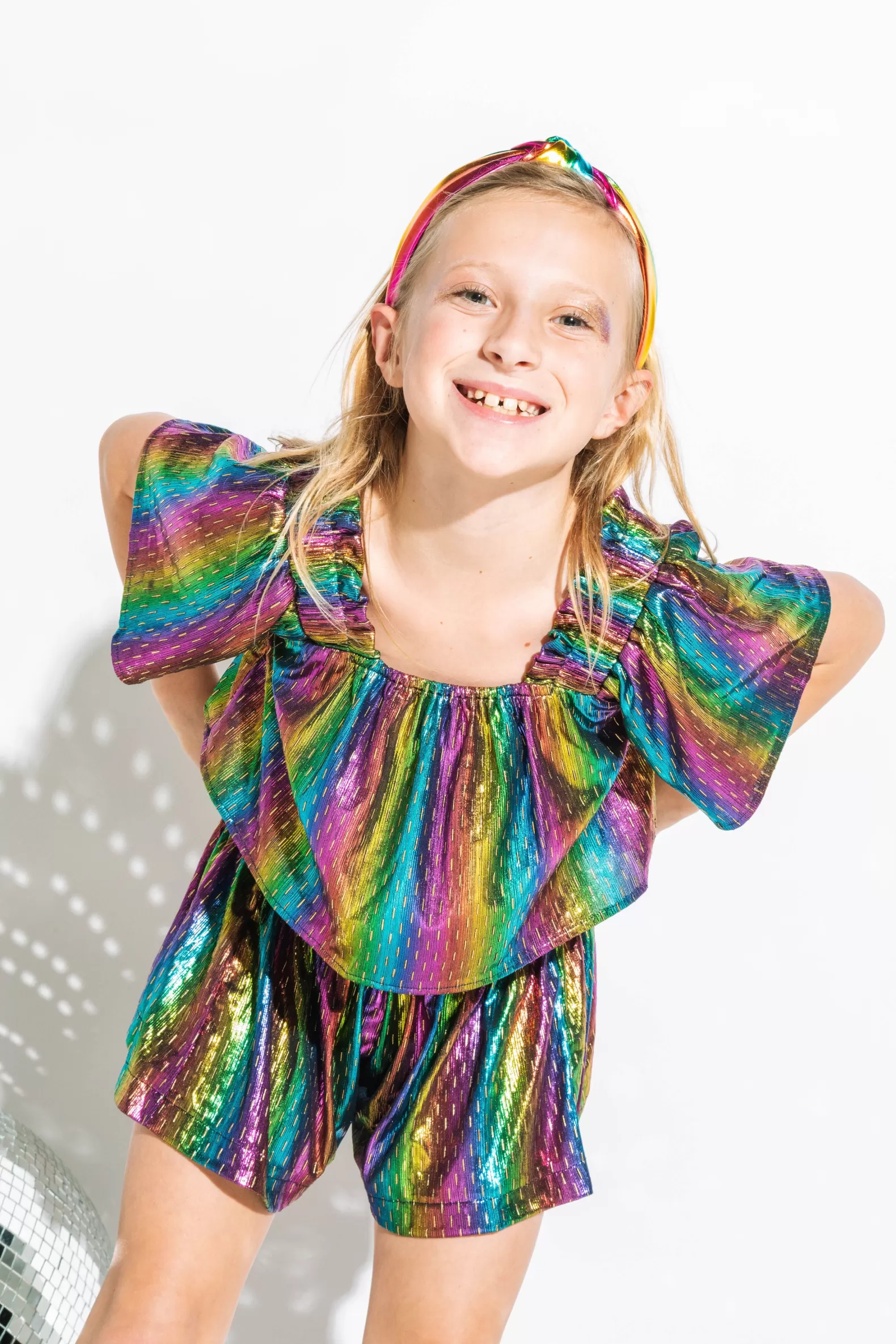 Queen of Sparkles Kids<Kids Navy Rainbow Glitter Dash Flutter Top