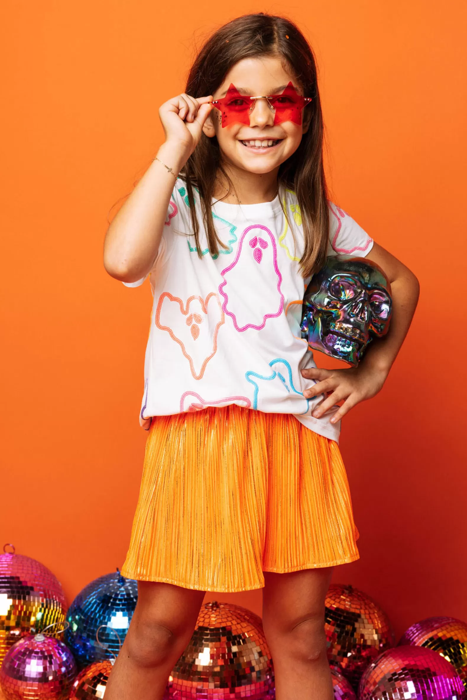 Queen of Sparkles Kids<Kids Ribbed Skort Orange/Gold