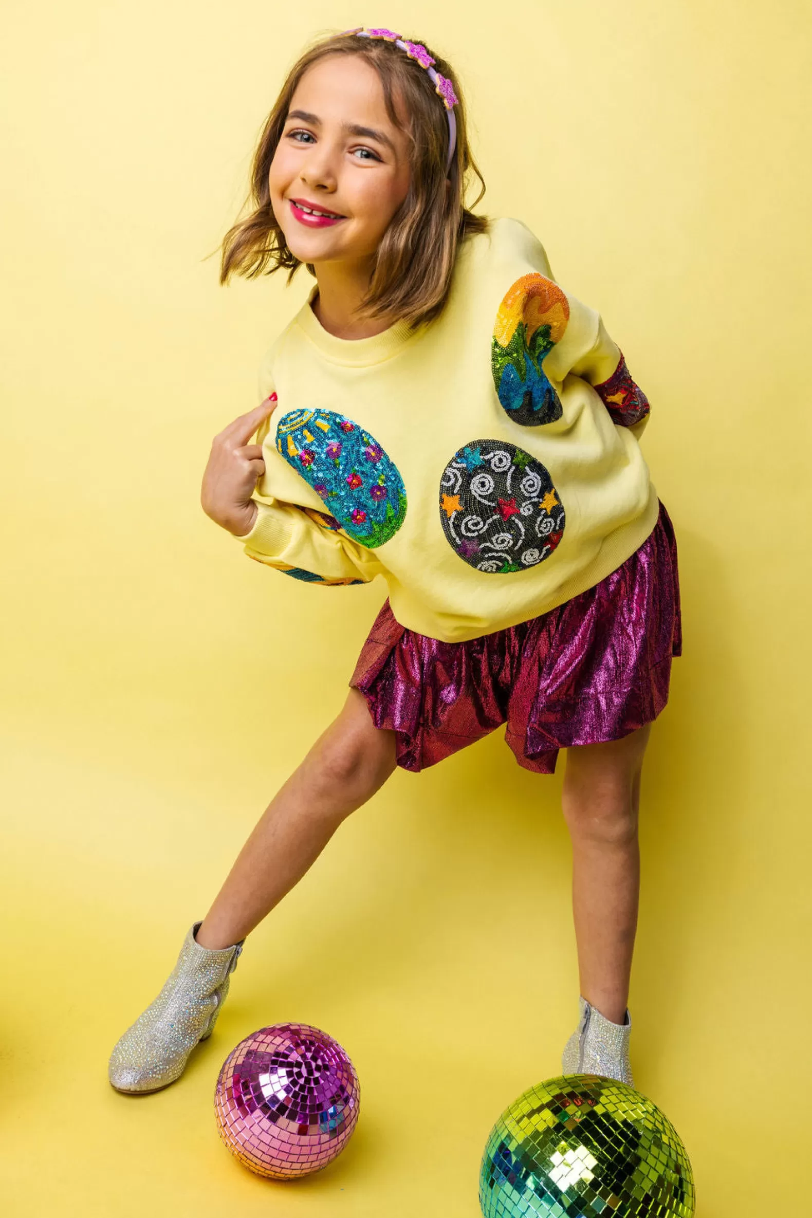 Queen of Sparkles Kids<Kids Pale Easter Egg Sweatshirt Yellow