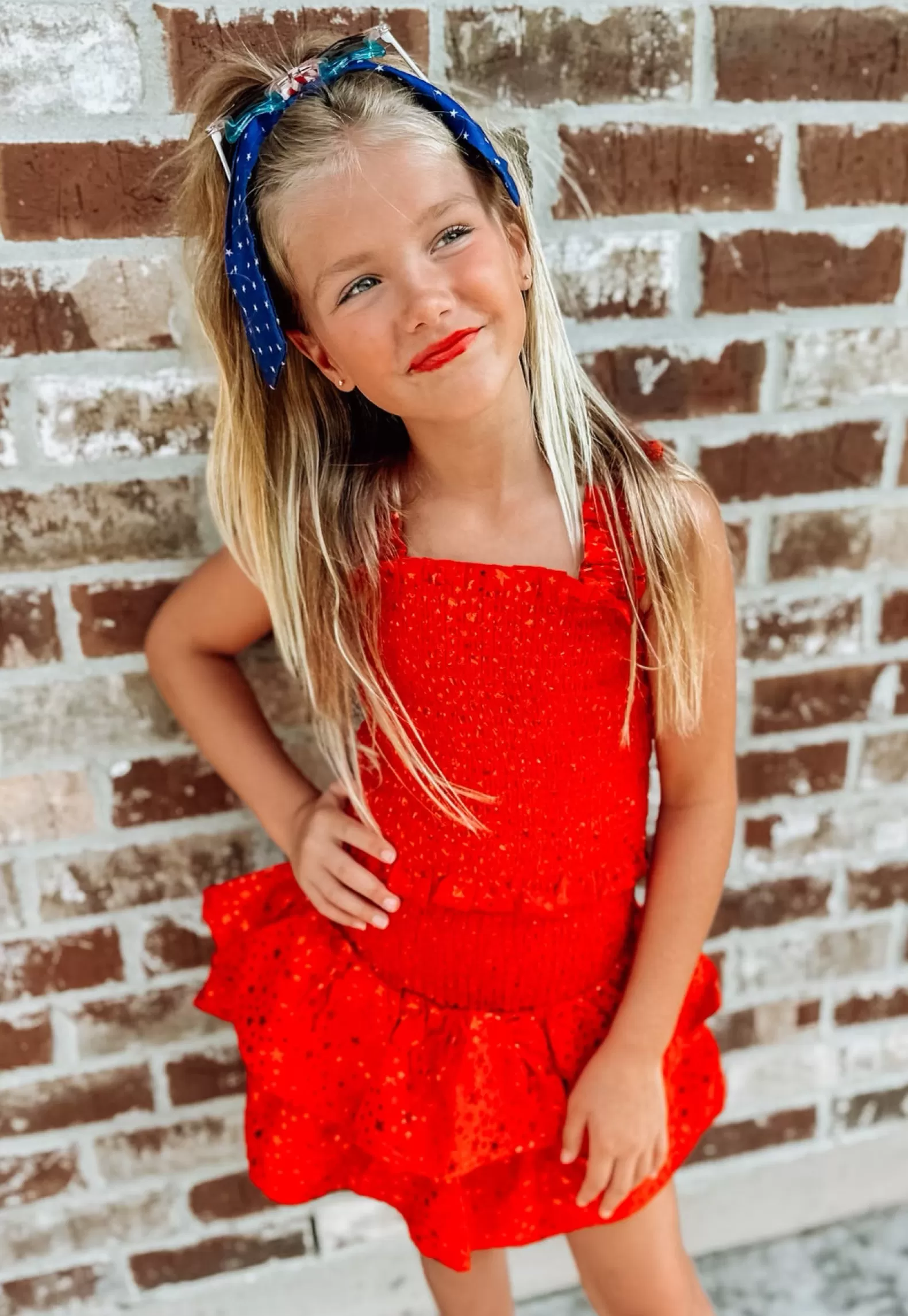 Queen of Sparkles Kids<Kids Star Smocked Tank Red