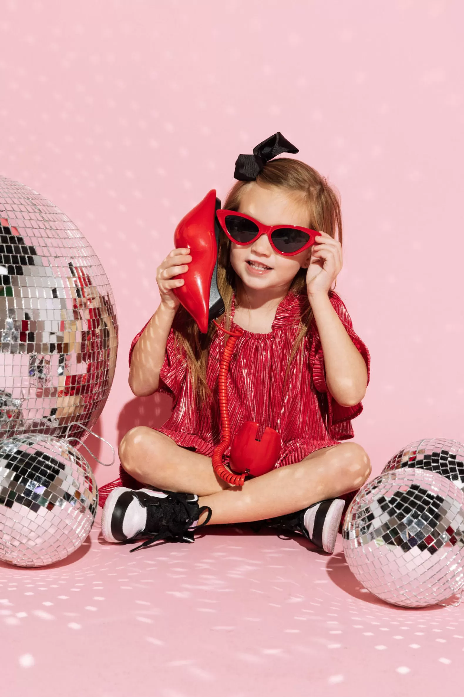 Queen of Sparkles Kids<Kids Red/Silver Pleat Flutter Top