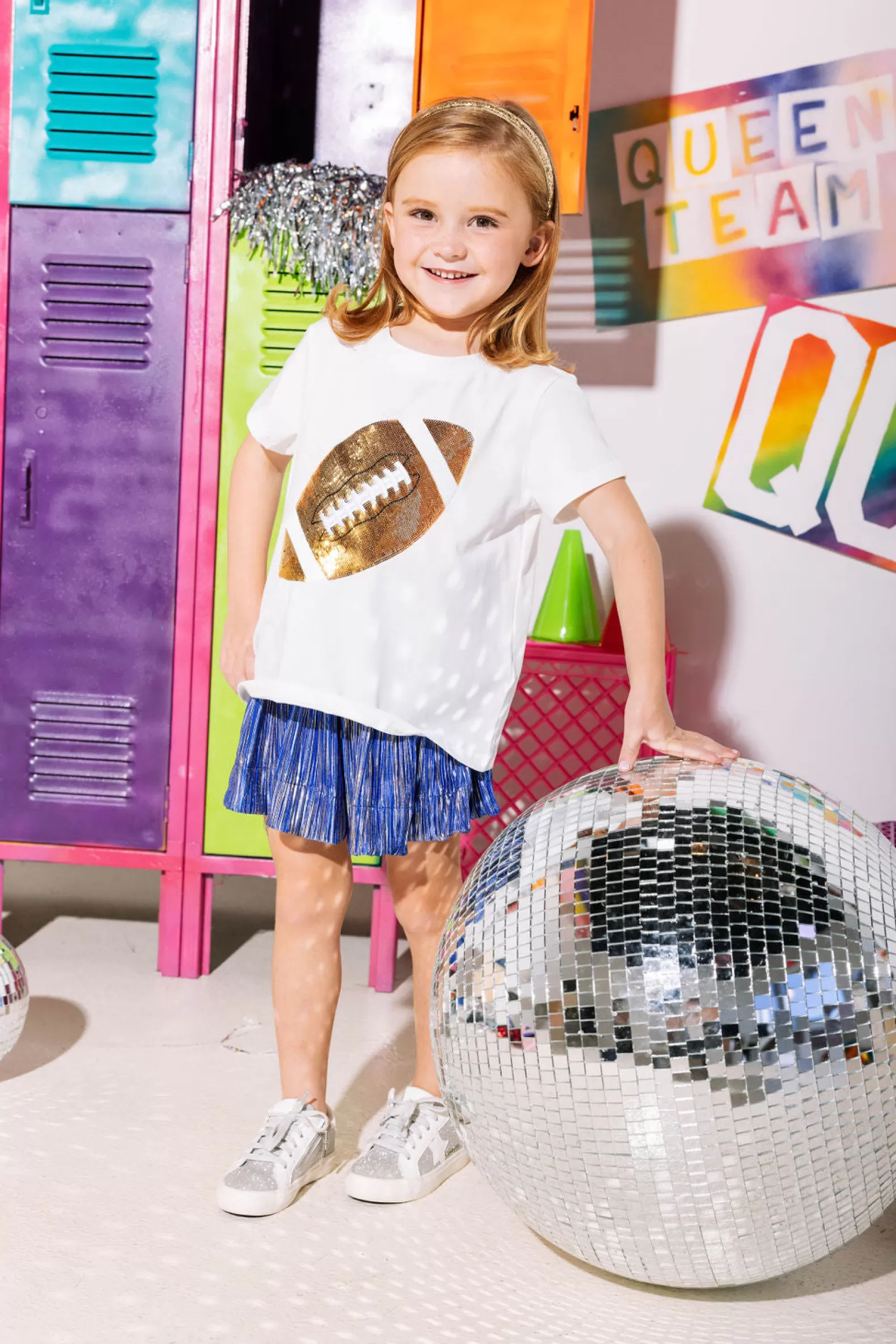 Queen of Sparkles Kids<Kids Royal & Gold Pleat Swing Shorts