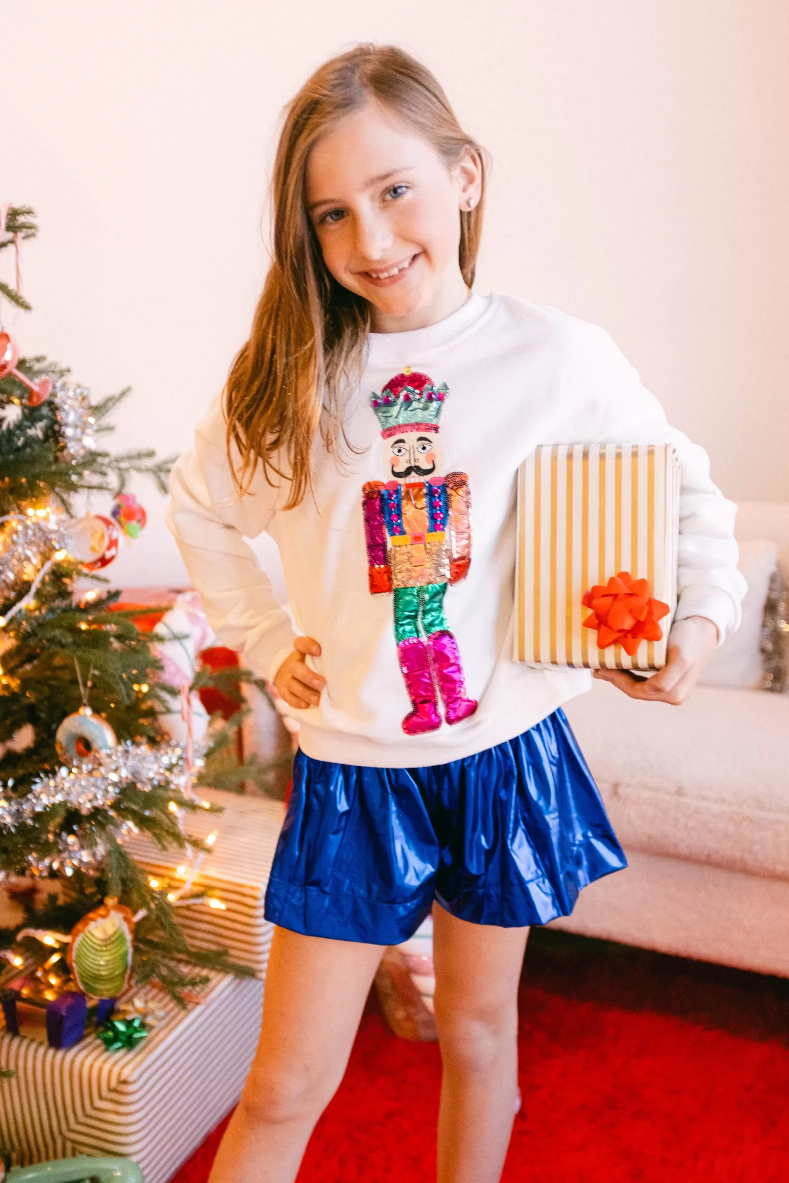 Queen of Sparkles Kids<Kids Metallic Swing Shorts Royal Blue