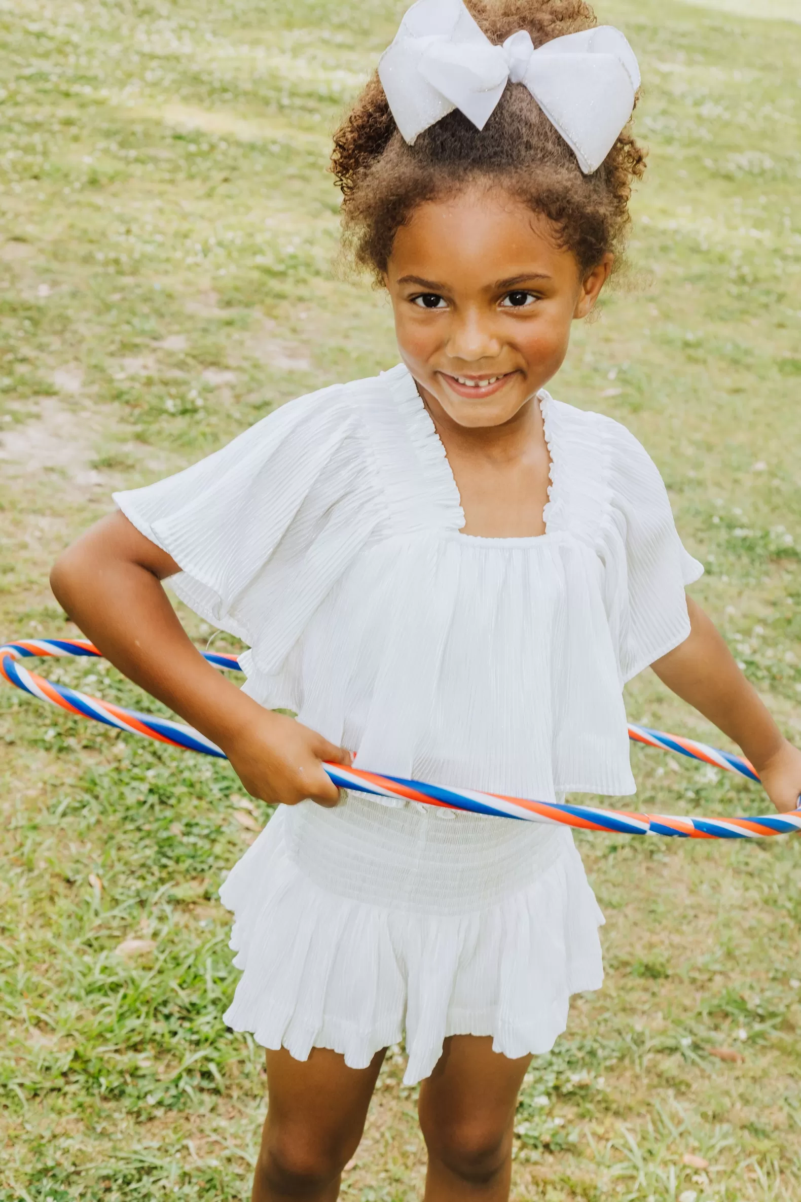 Queen of Sparkles Kids<Kids White Pleat Flutter Top