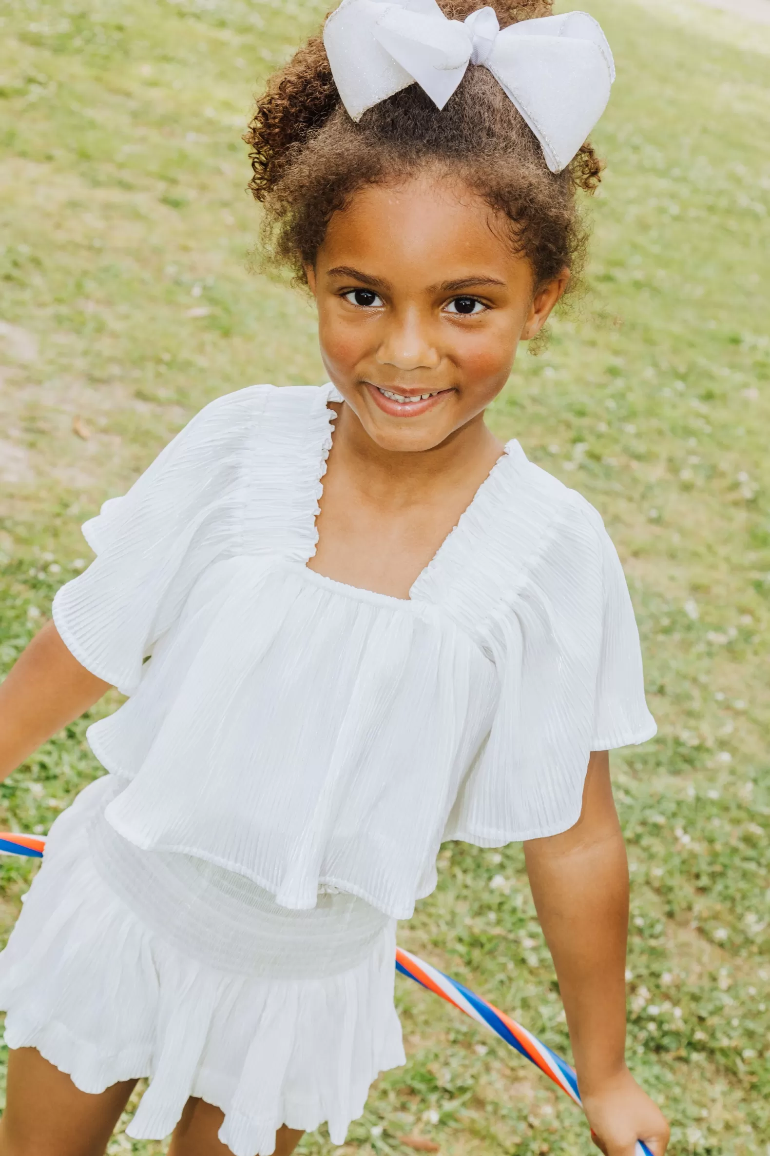Queen of Sparkles Kids<Kids White Pleat Flutter Top