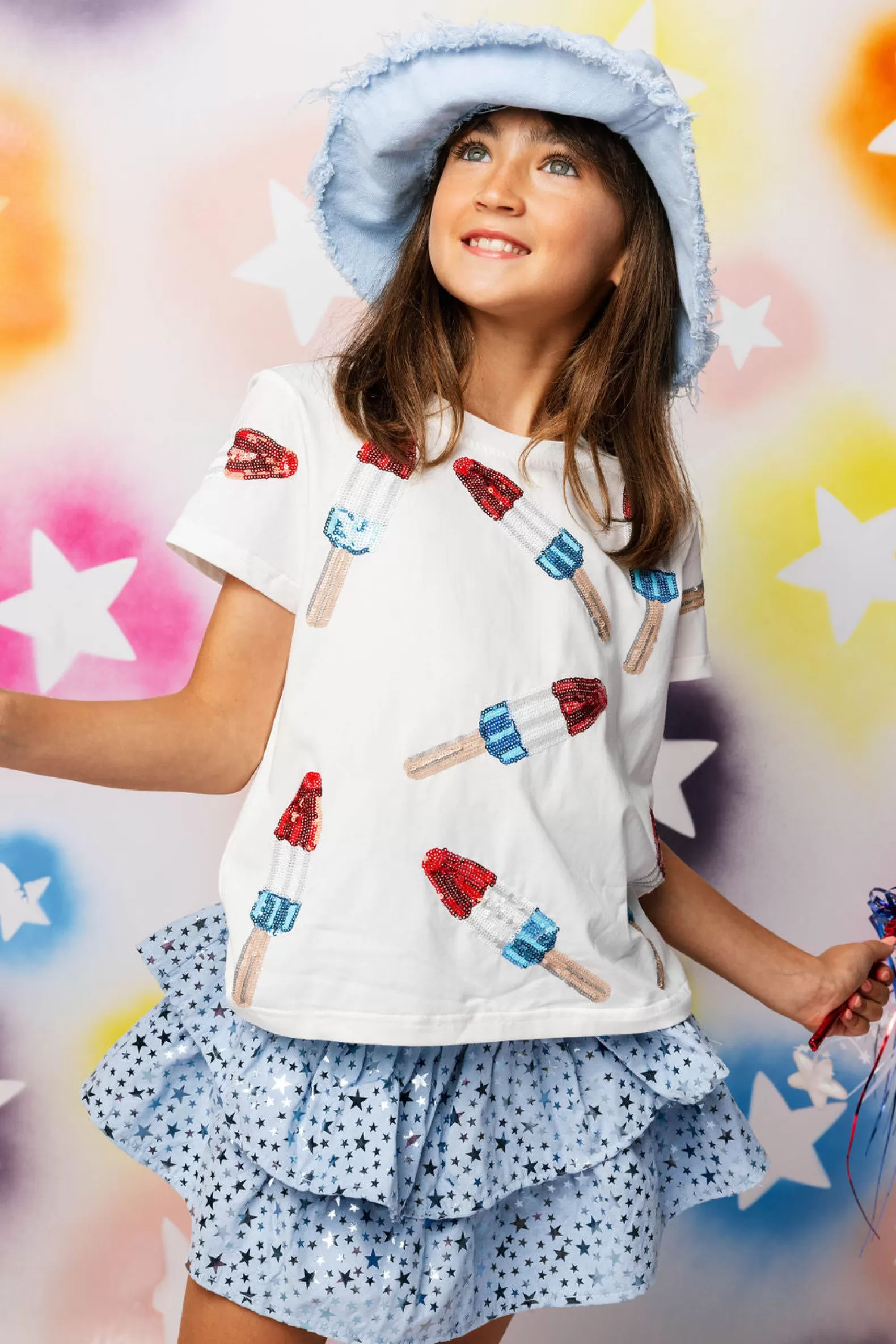 Queen of Sparkles Kids<Kids Scattered Bomb Pop Tee White