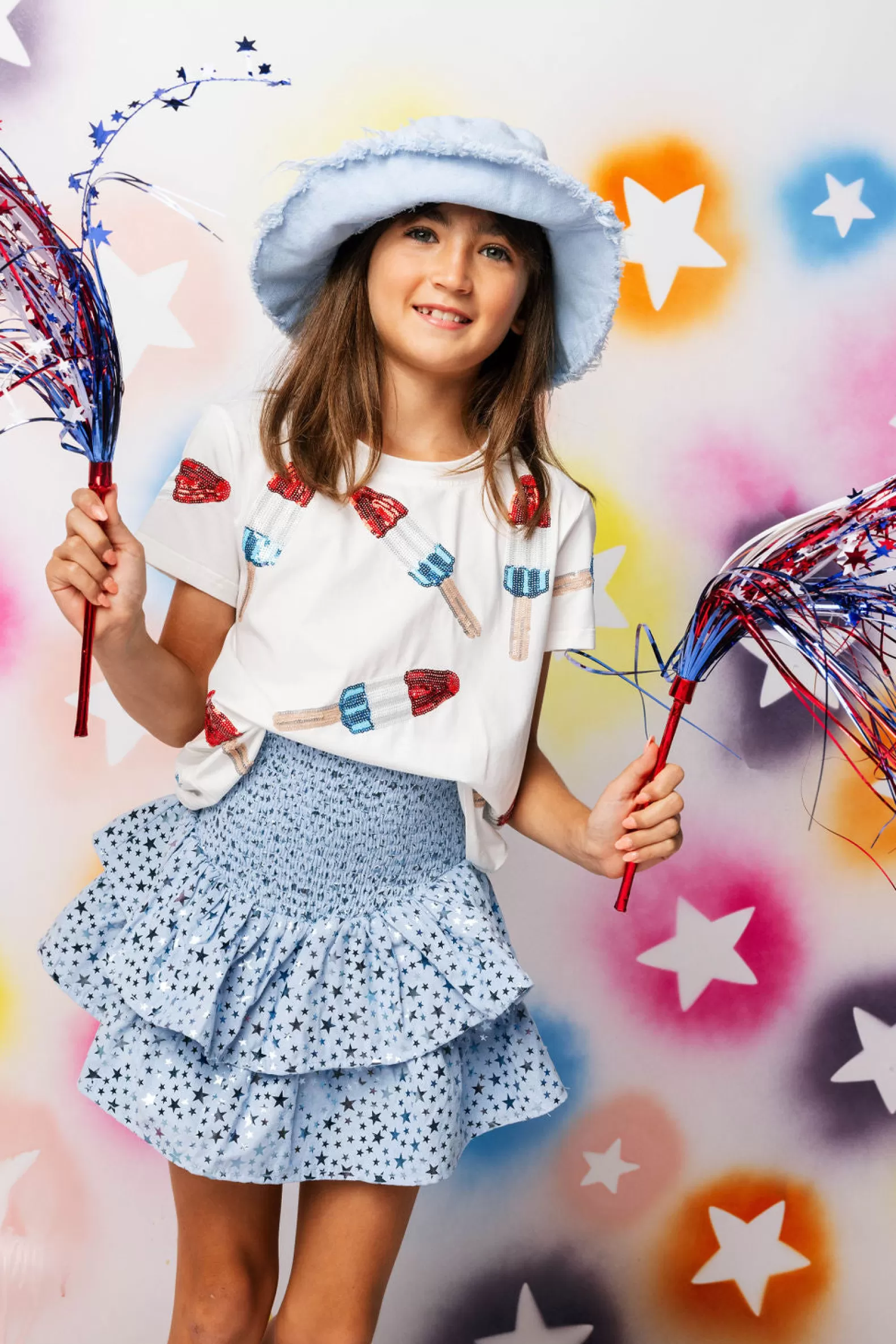 Queen of Sparkles Kids<Kids Scattered Bomb Pop Tee White