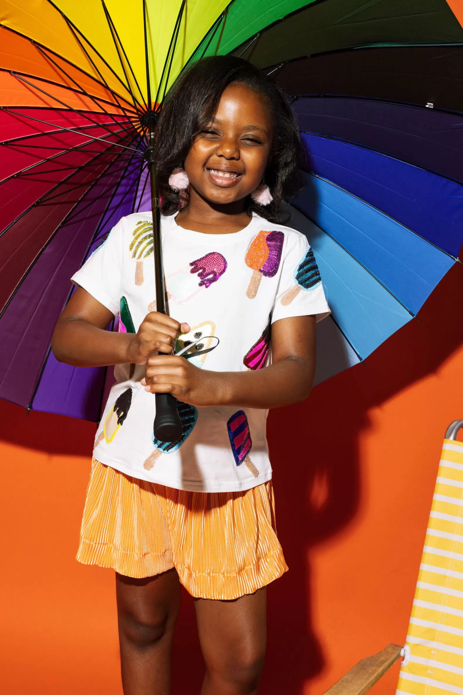 Queen of Sparkles Kids<Kids Scattered Multi Color Popsicle Tee White