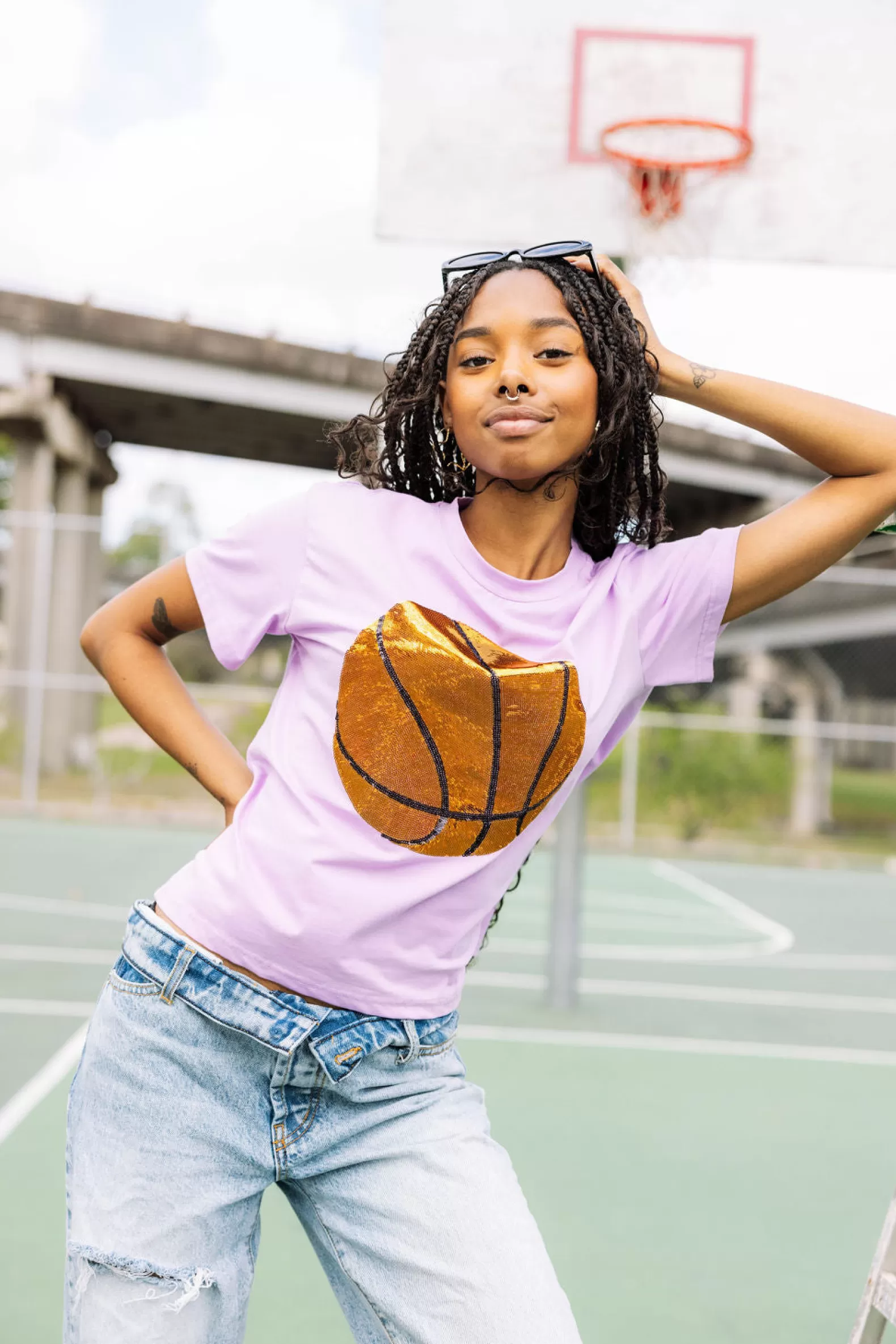 Queen of Sparkles Tees<Basketball tee Lavender