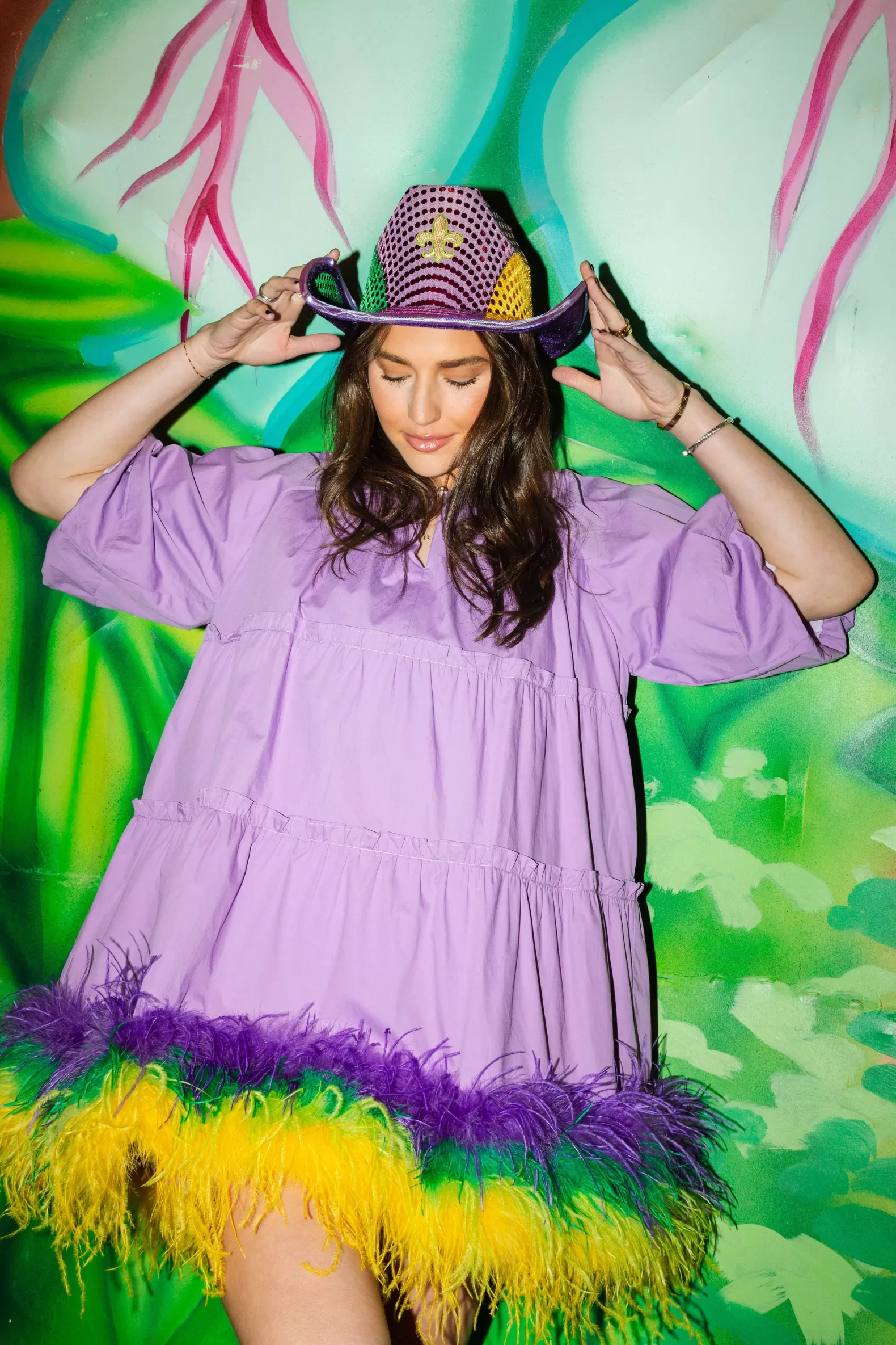 Queen of Sparkles Dresses<Lavender Feather Bottom Dress