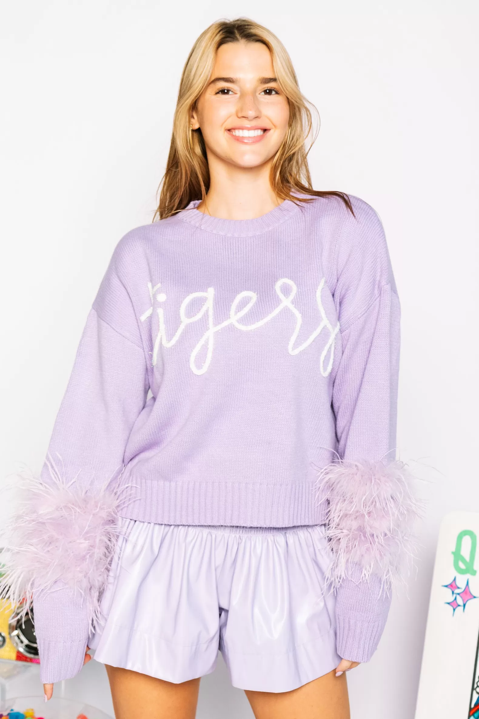 Queen of Sparkles Shorts<Lavender Leather Swing Shorts