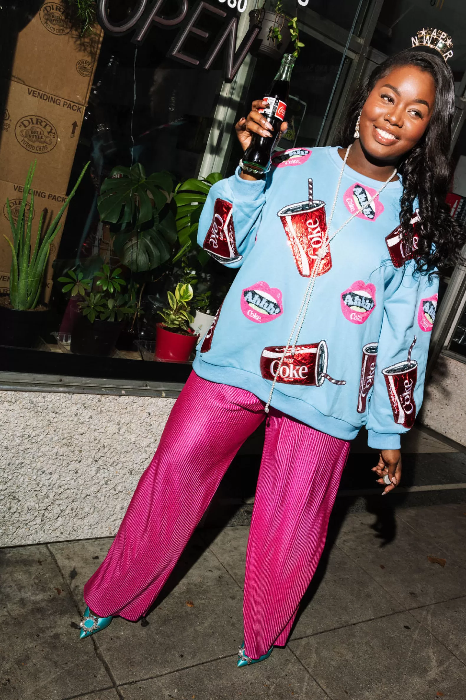 Queen of Sparkles Sets | Sweatshirts<Licensed- Blue Lips & Coke Sweatshirt Aqua